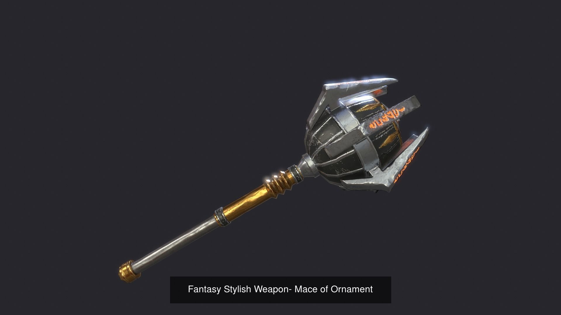 Low poly Fantasy Stylish Mace 3D Model Collection_3