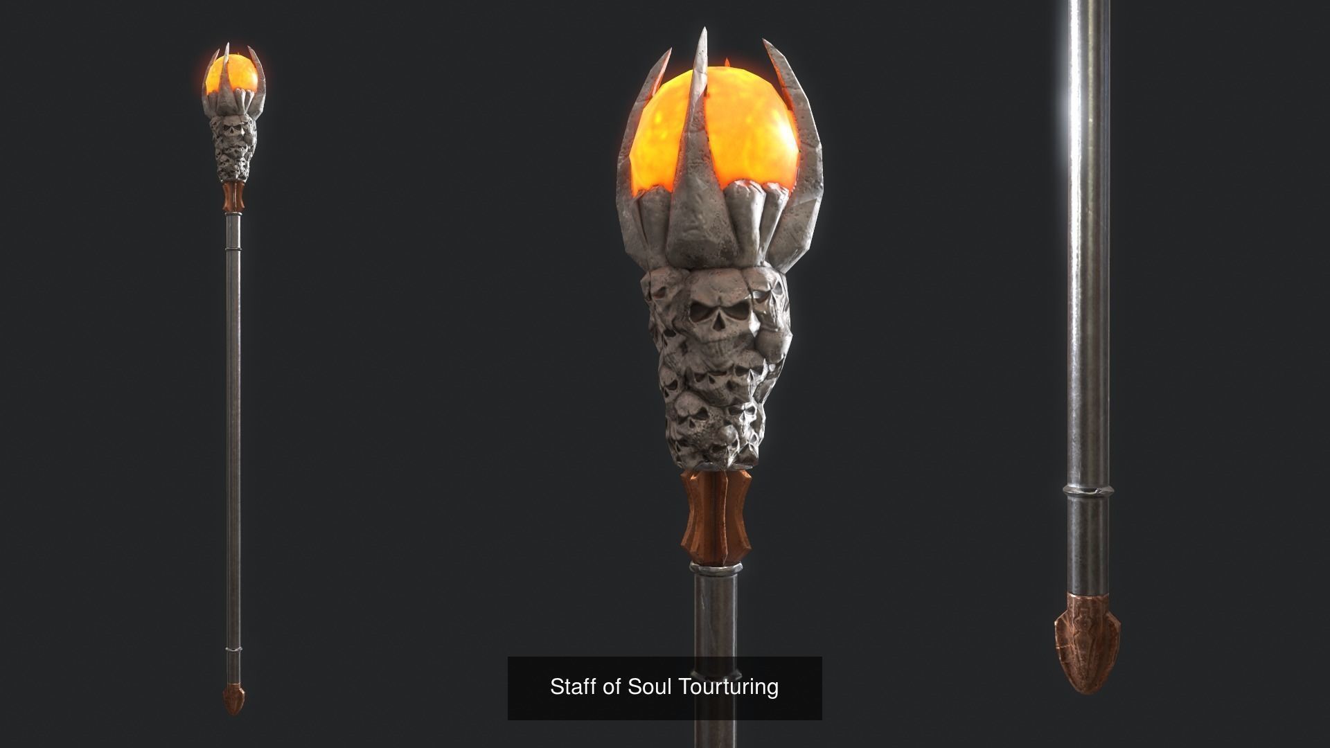 Low Poly Fantasy Stylish Staff Bundle 3D Model Collection_4