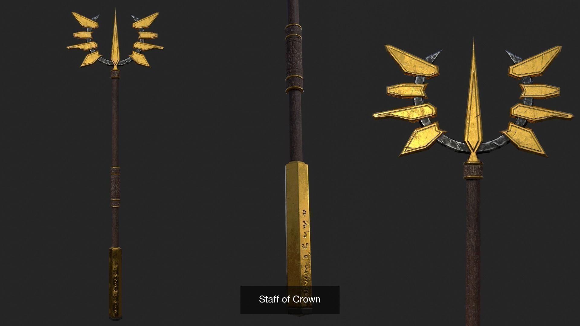 Low Poly Fantasy Stylish Staff Bundle 3D Model Collection_3