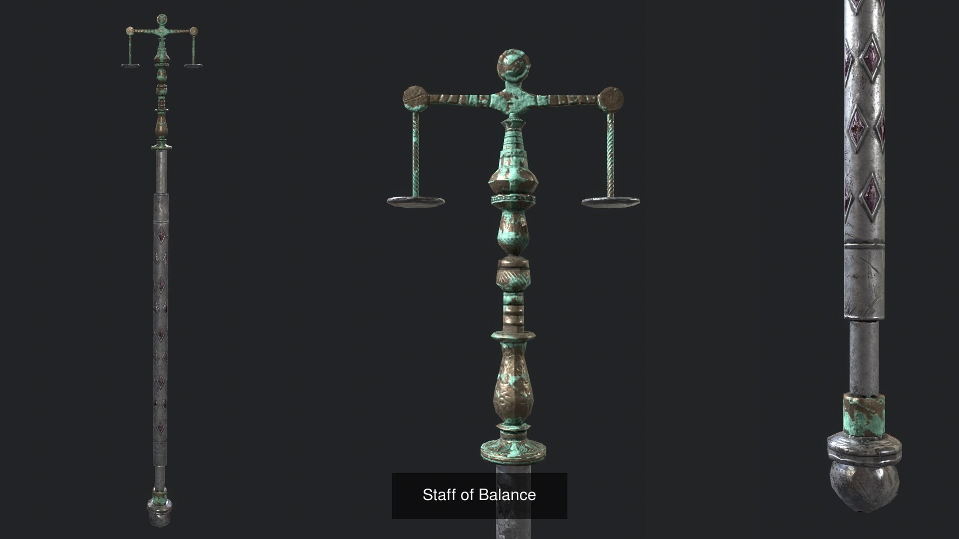 Low Poly Fantasy Stylish Staff Bundle 3D Model Collection_1