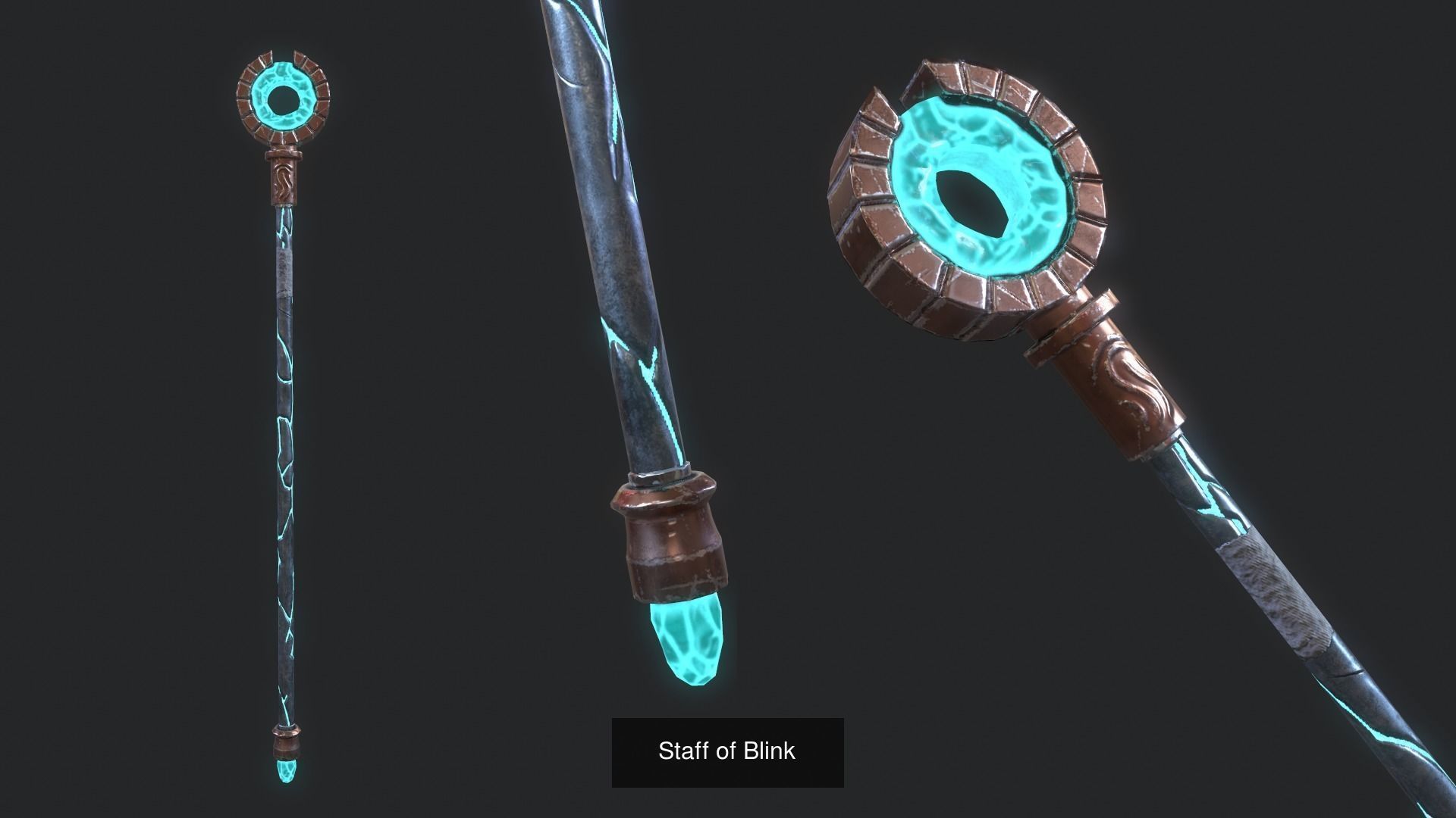 Low Poly Fantasy Stylish Staff Bundle 3D Model Collection_2