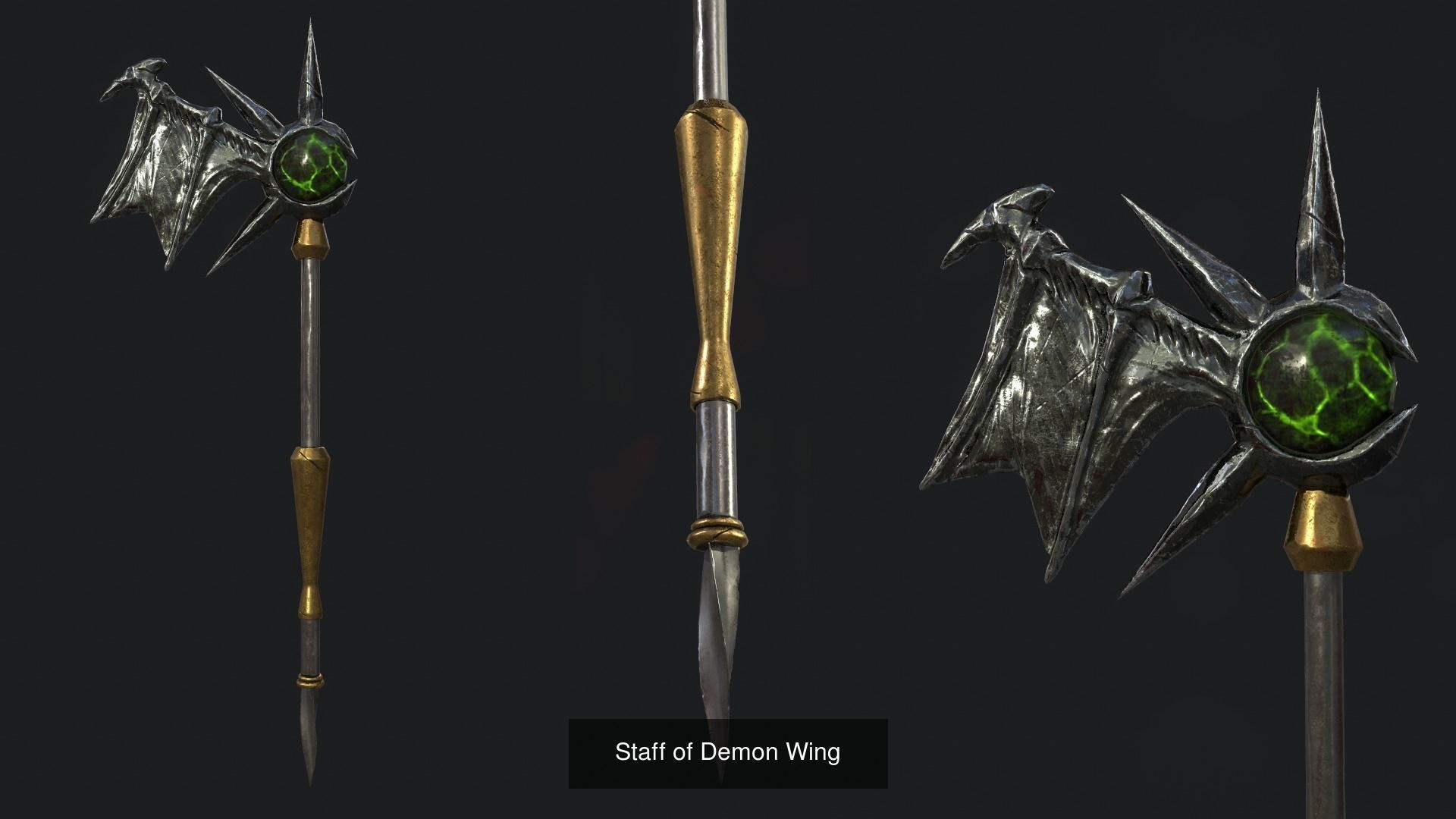 Low Poly Fantasy Stylish Staff Bundle 3D Model Collection_5