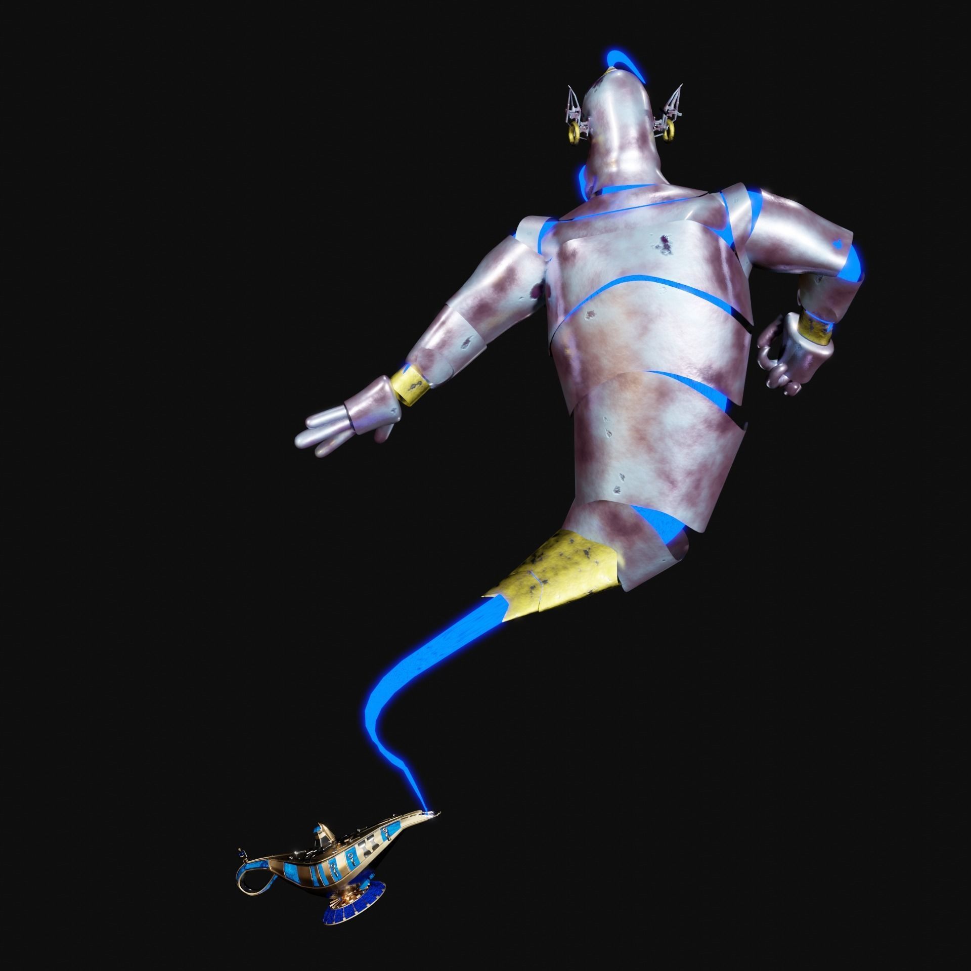 Robot Giant Blender ready for animating and games Low-poly 3D model_4