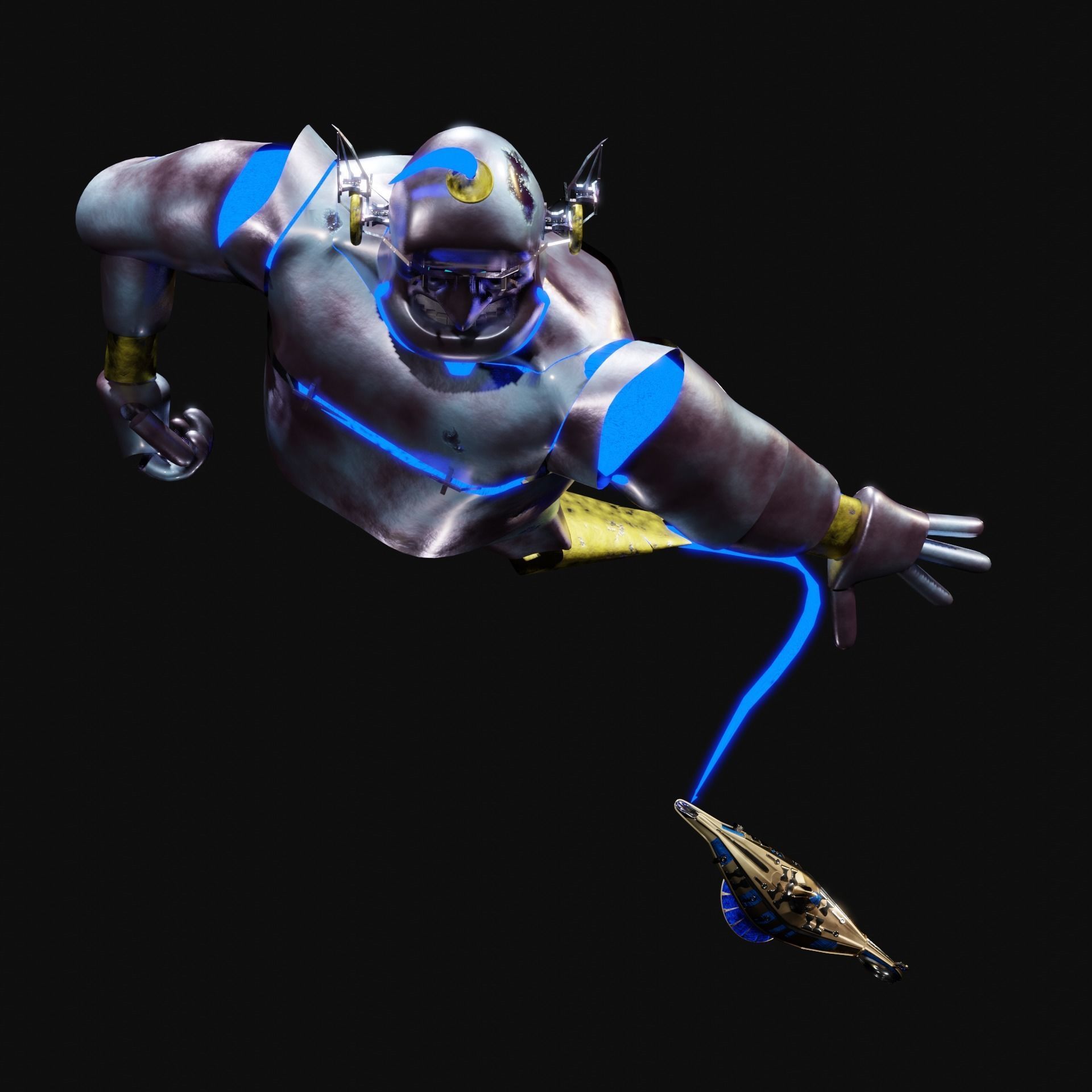 Robot Giant Blender ready for animating and games Low-poly 3D model_5