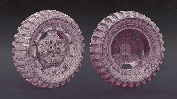 Military Truck Wheel Low-poly 3D model Low-poly 3D model 6
