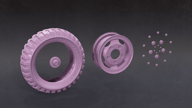 Military Truck Wheel Low-poly 3D model Low-poly 3D model 5