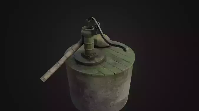 Old Japanese Well Pump Low-poly 3D model