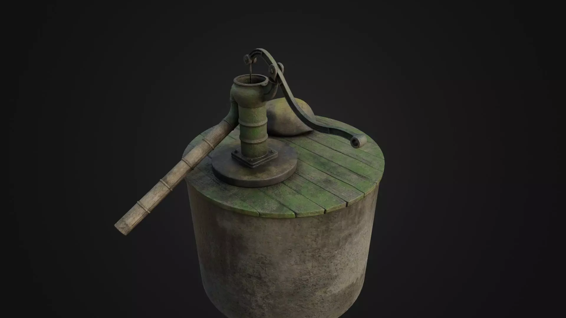 Old Japanese Well Pump Low-poly 3D model