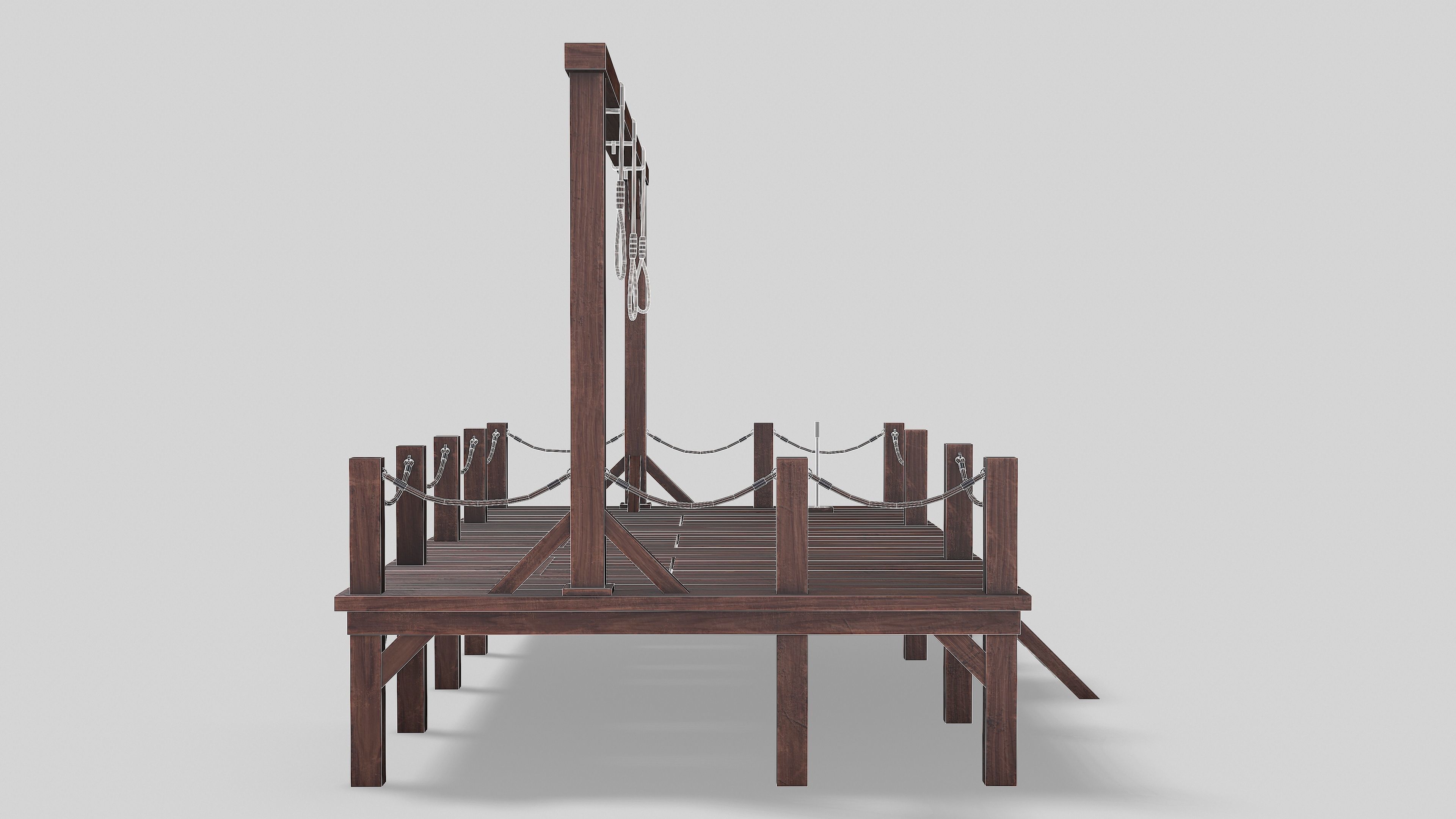 Medieval Triple Gallows Low-poly 3D model_18