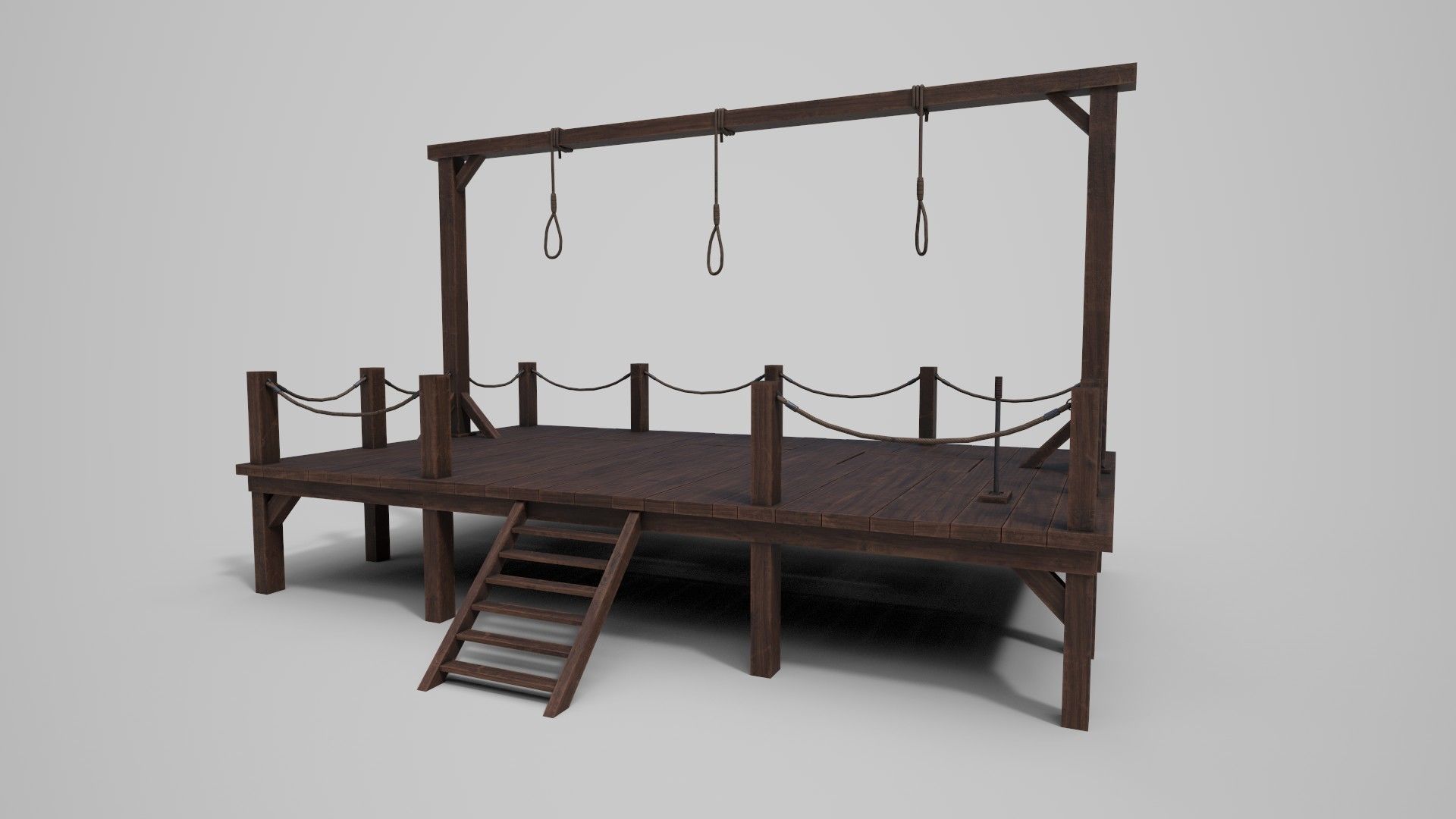 Medieval Triple Gallows Low-poly 3D model_8