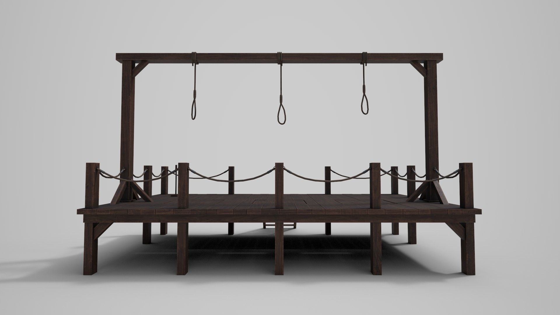 Medieval Triple Gallows Low-poly 3D model_12