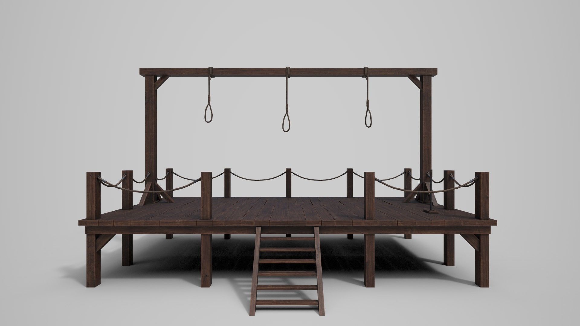 Medieval Triple Gallows Low-poly 3D model_10