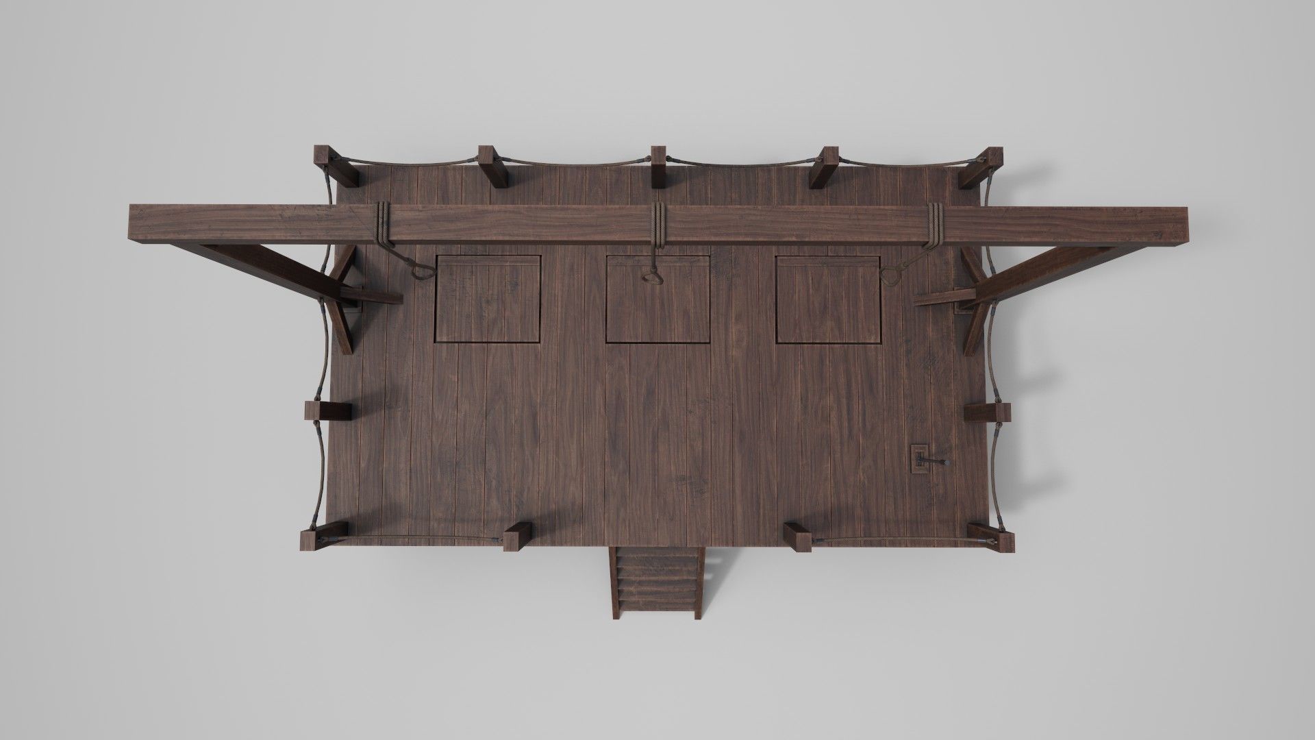 Medieval Triple Gallows Low-poly 3D model_13