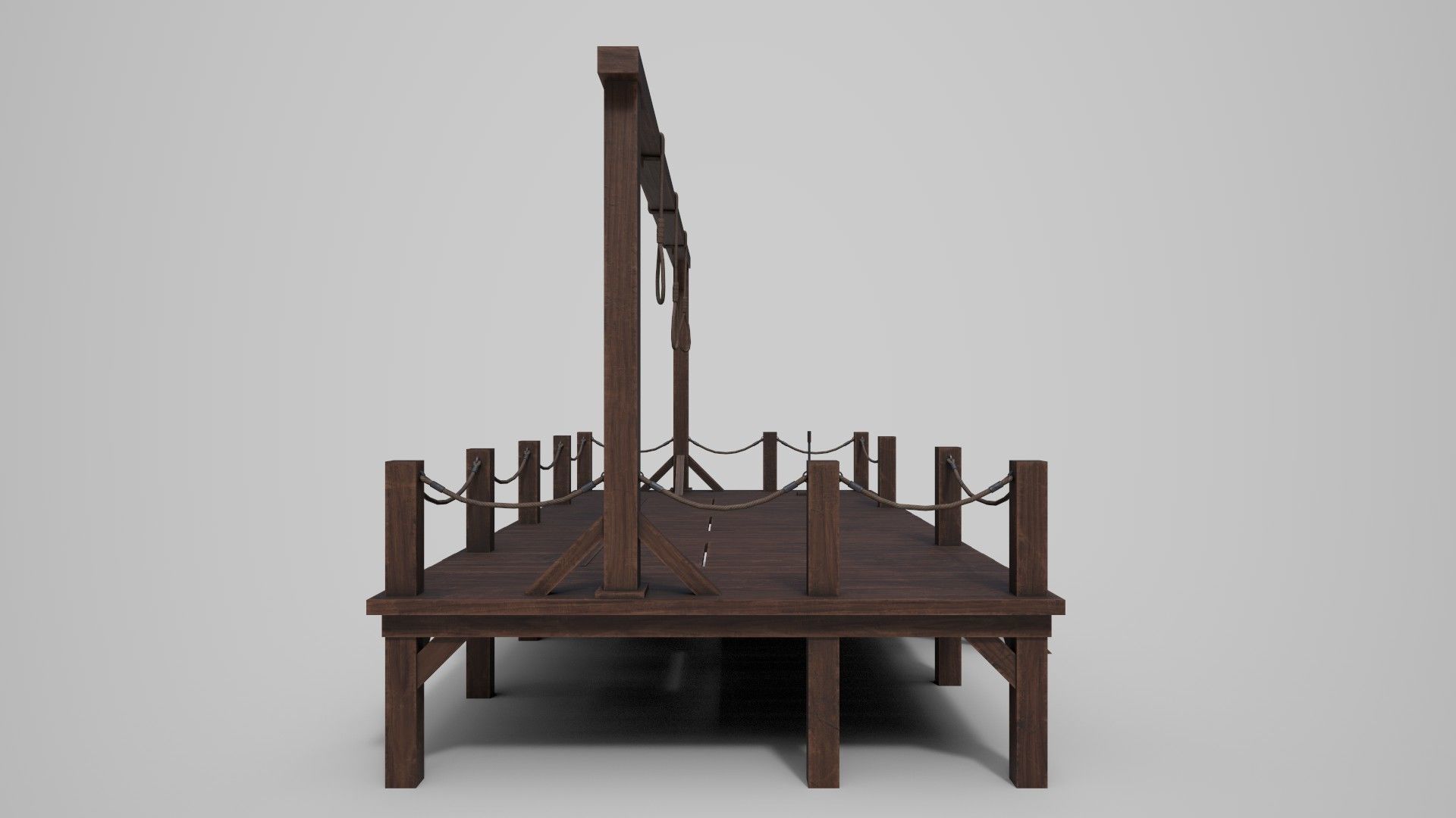 Medieval Triple Gallows Low-poly 3D model_11
