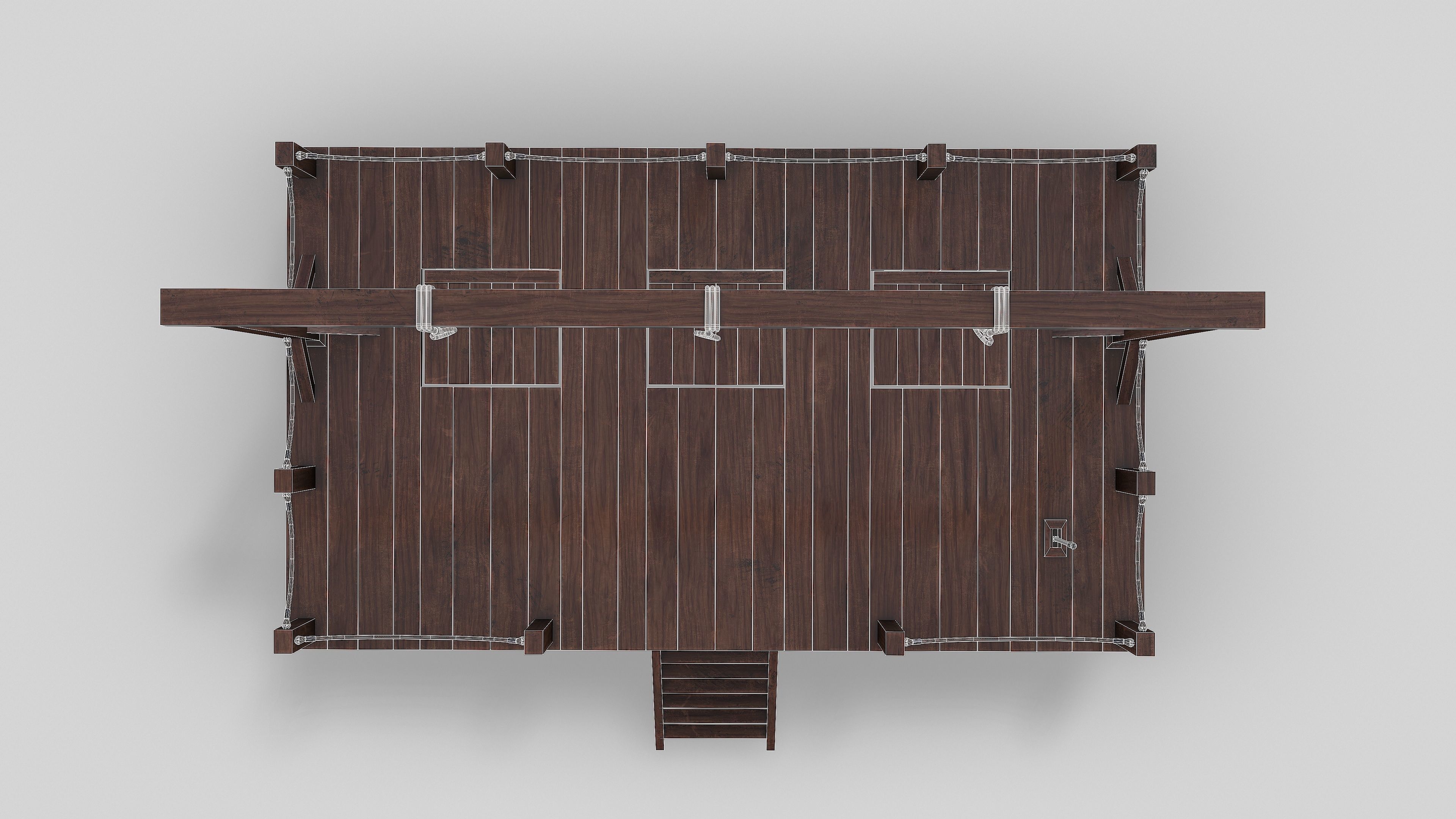 Medieval Triple Gallows Low-poly 3D model_19