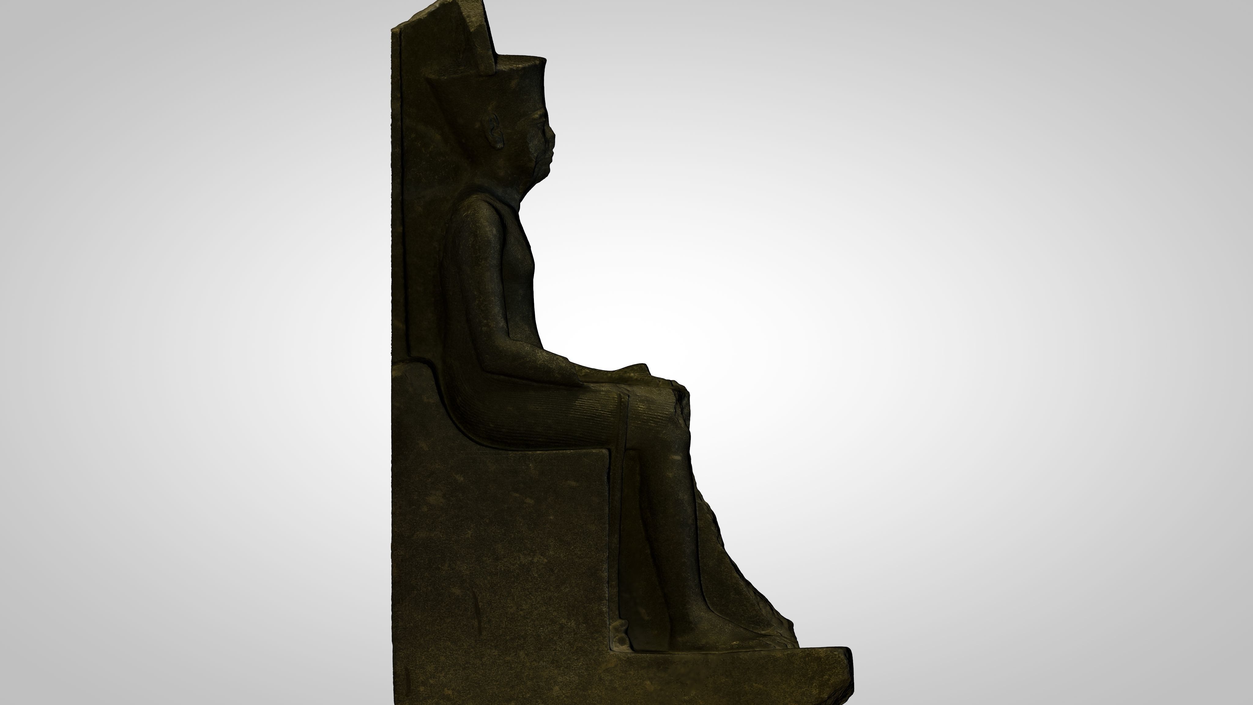 Egyptian - Statue of the god Amun protecting Tutankhamun 3D model_8