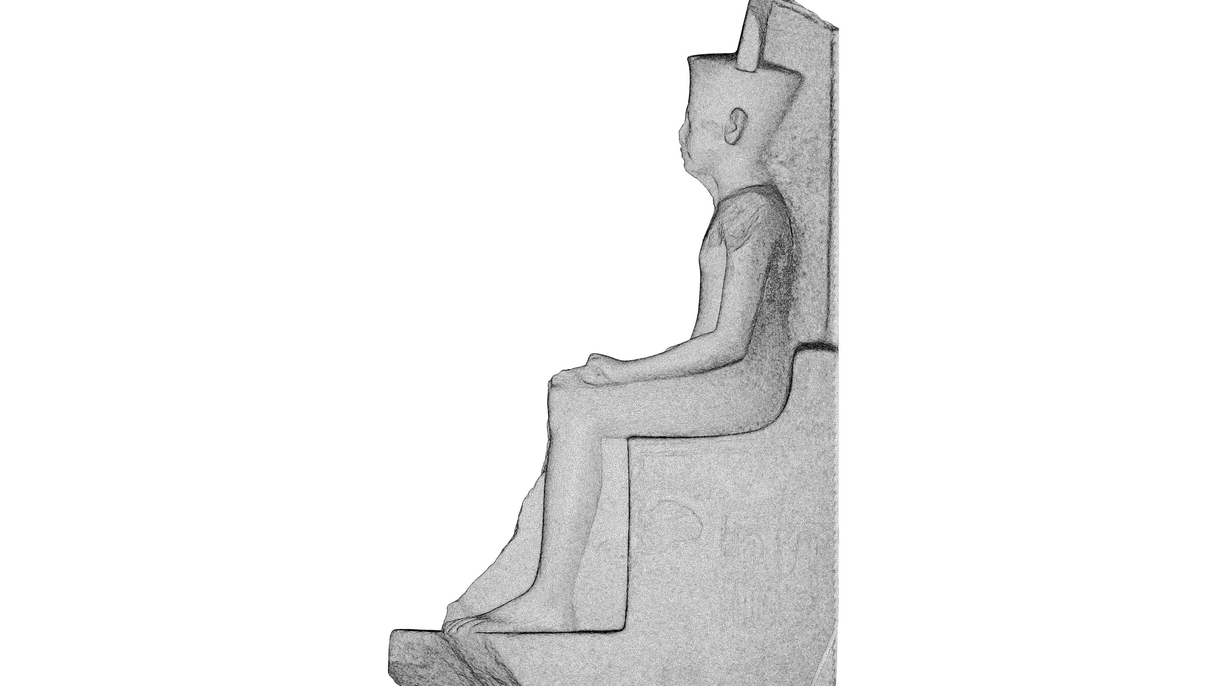 Egyptian - Statue of the god Amun protecting Tutankhamun 3D model_14