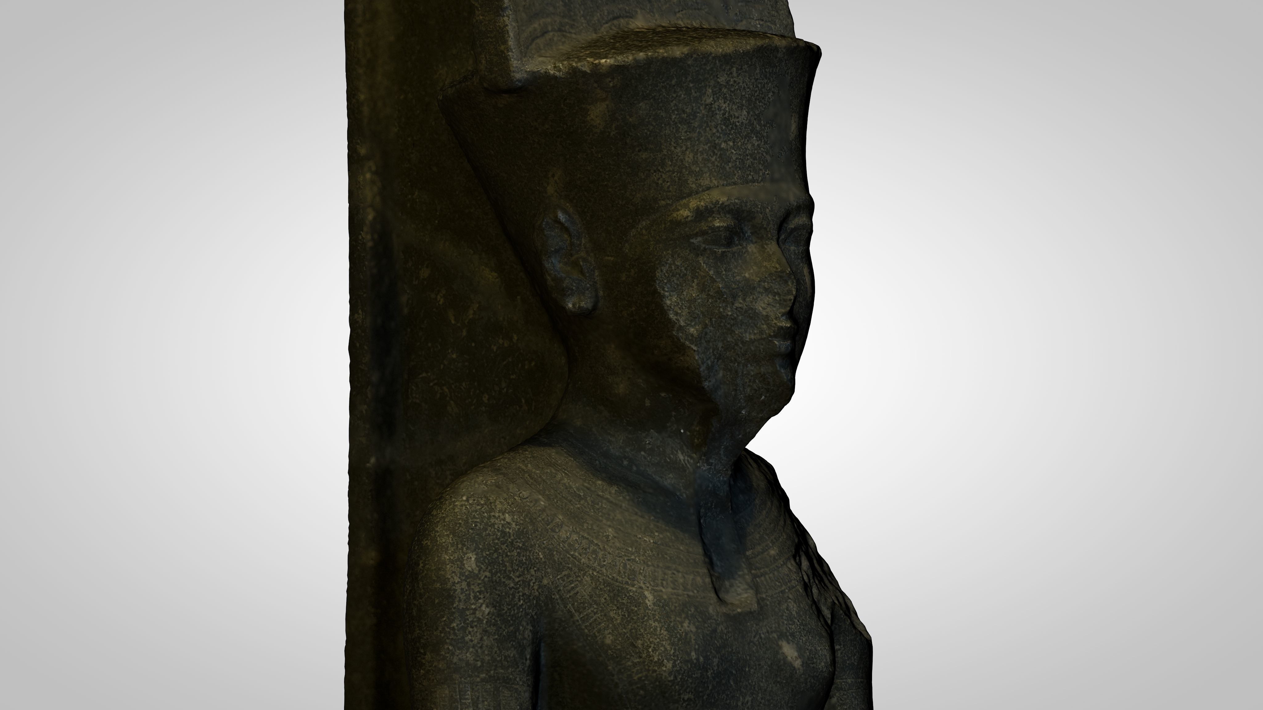Egyptian - Statue of the god Amun protecting Tutankhamun 3D model_17
