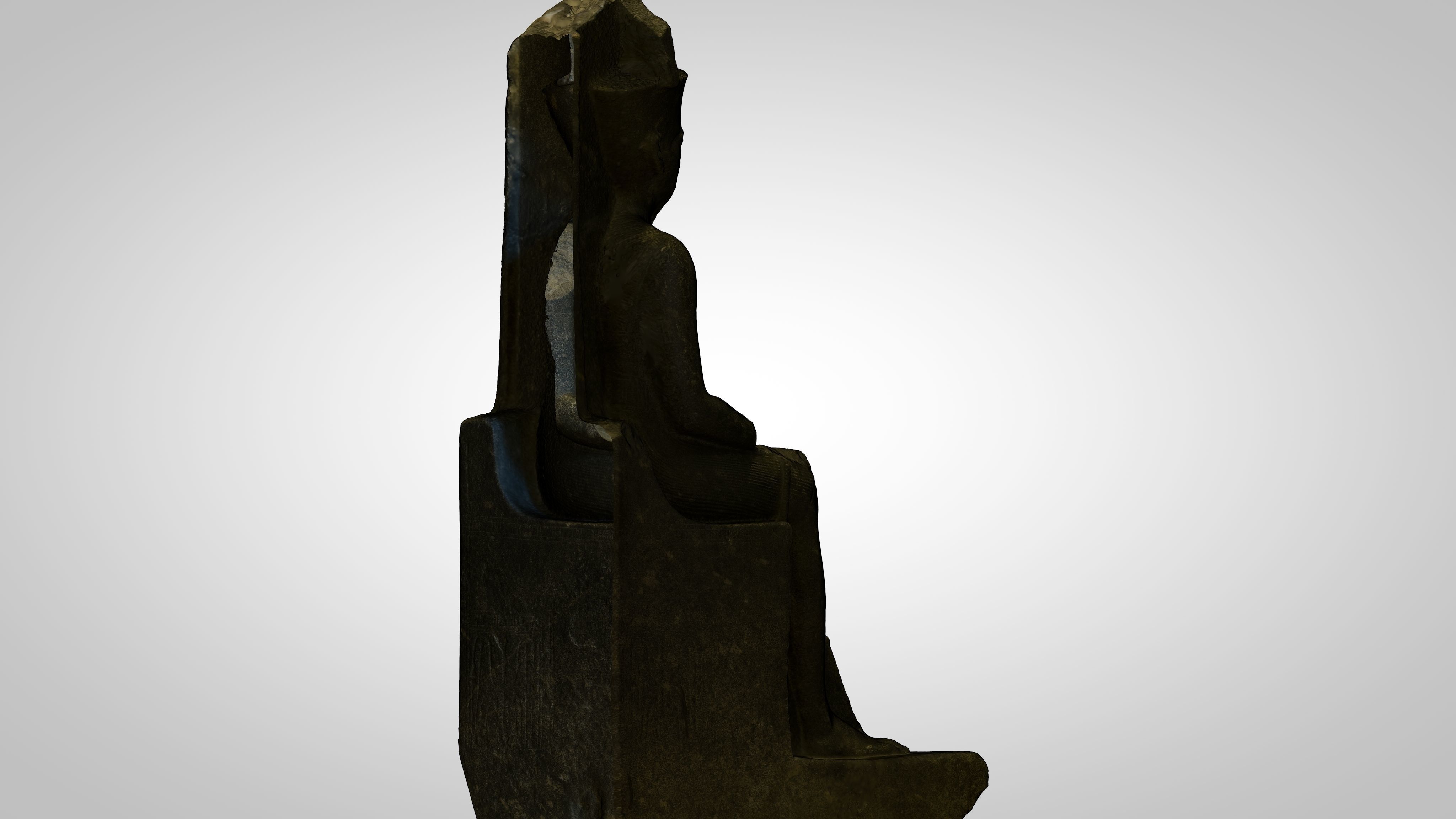 Egyptian - Statue of the god Amun protecting Tutankhamun 3D model_9