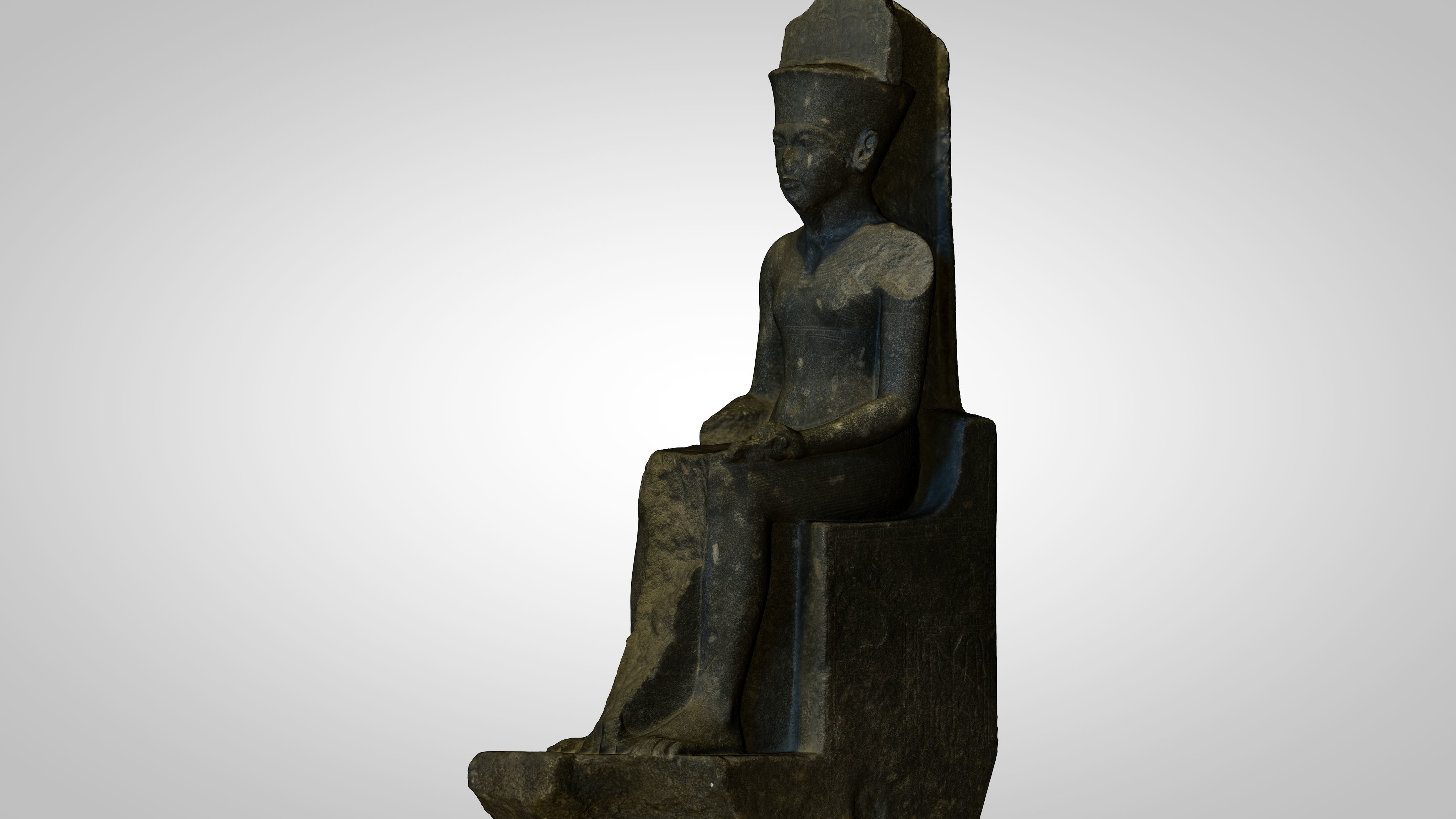 Egyptian - Statue of the god Amun protecting Tutankhamun 3D model_15