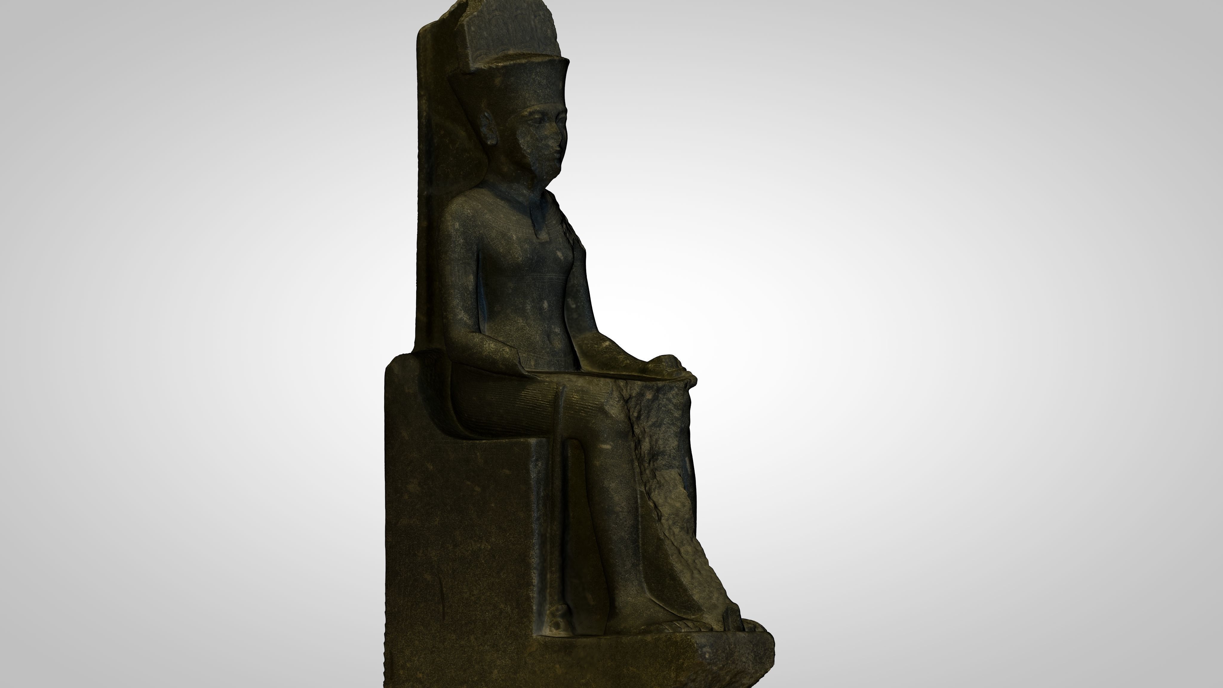 Egyptian - Statue of the god Amun protecting Tutankhamun 3D model_3