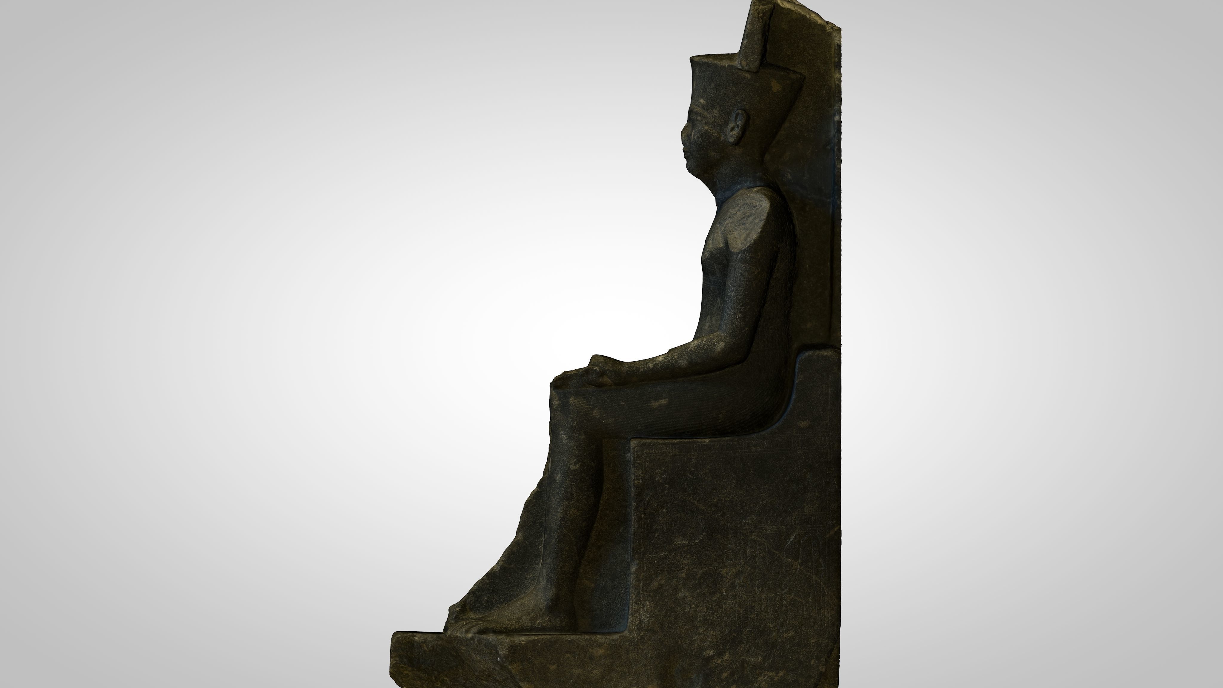 Egyptian - Statue of the god Amun protecting Tutankhamun 3D model_13