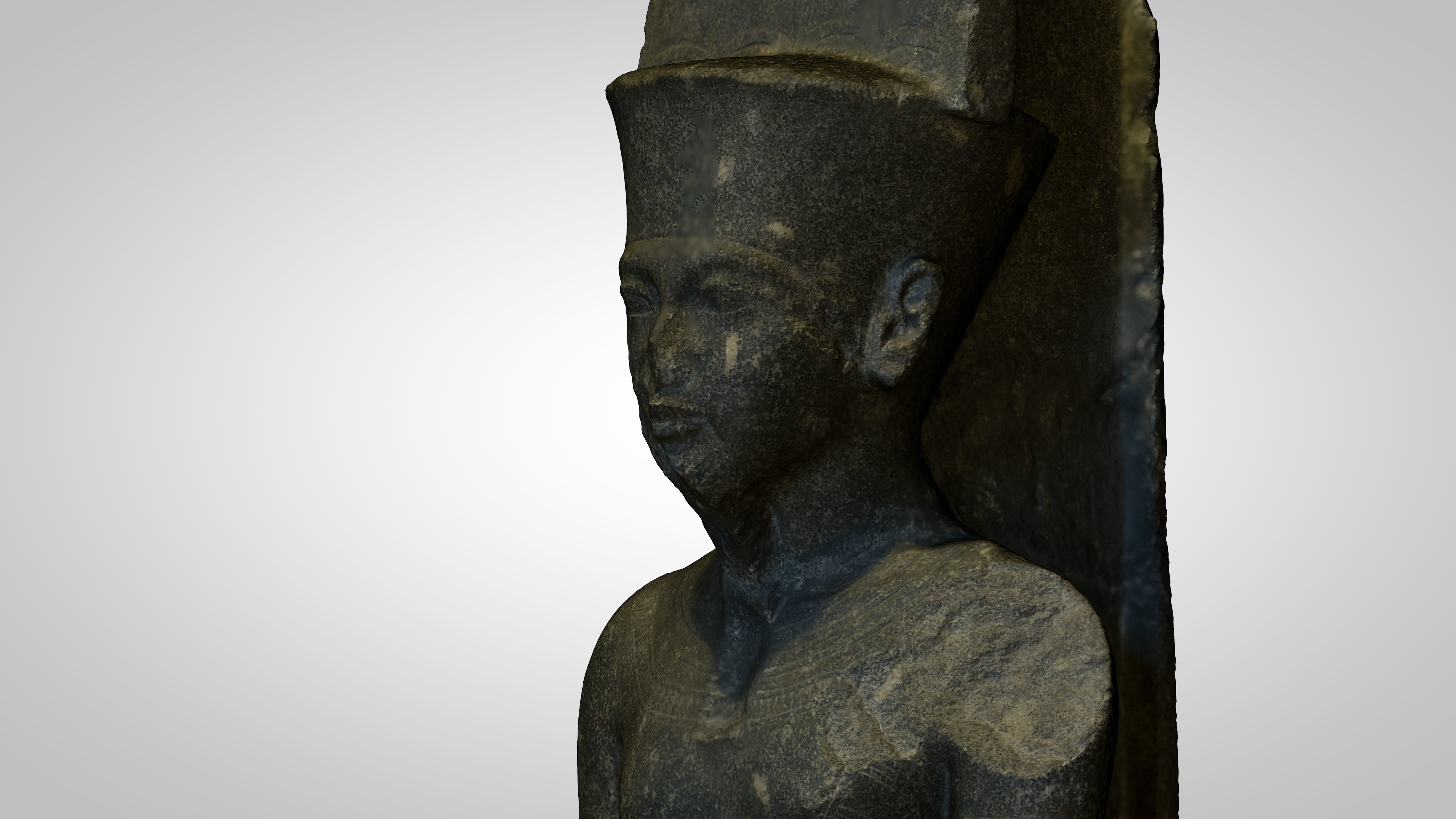 Egyptian - Statue of the god Amun protecting Tutankhamun 3D model_19