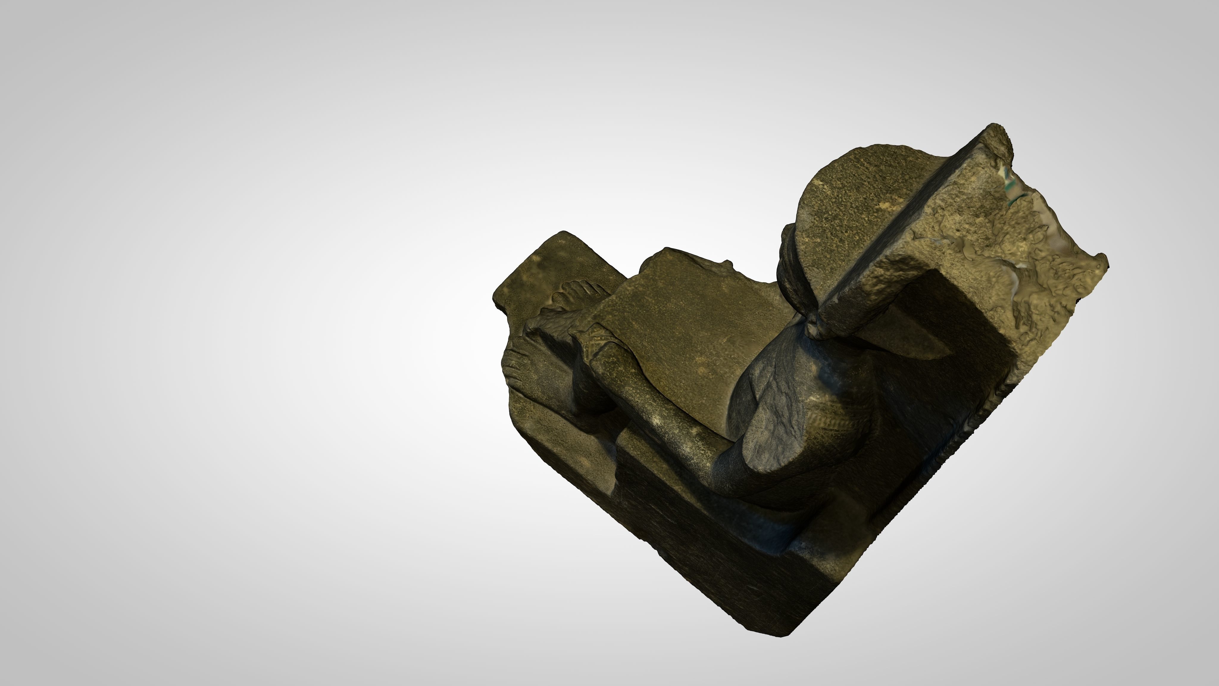 Egyptian - Statue of the god Amun protecting Tutankhamun 3D model_34