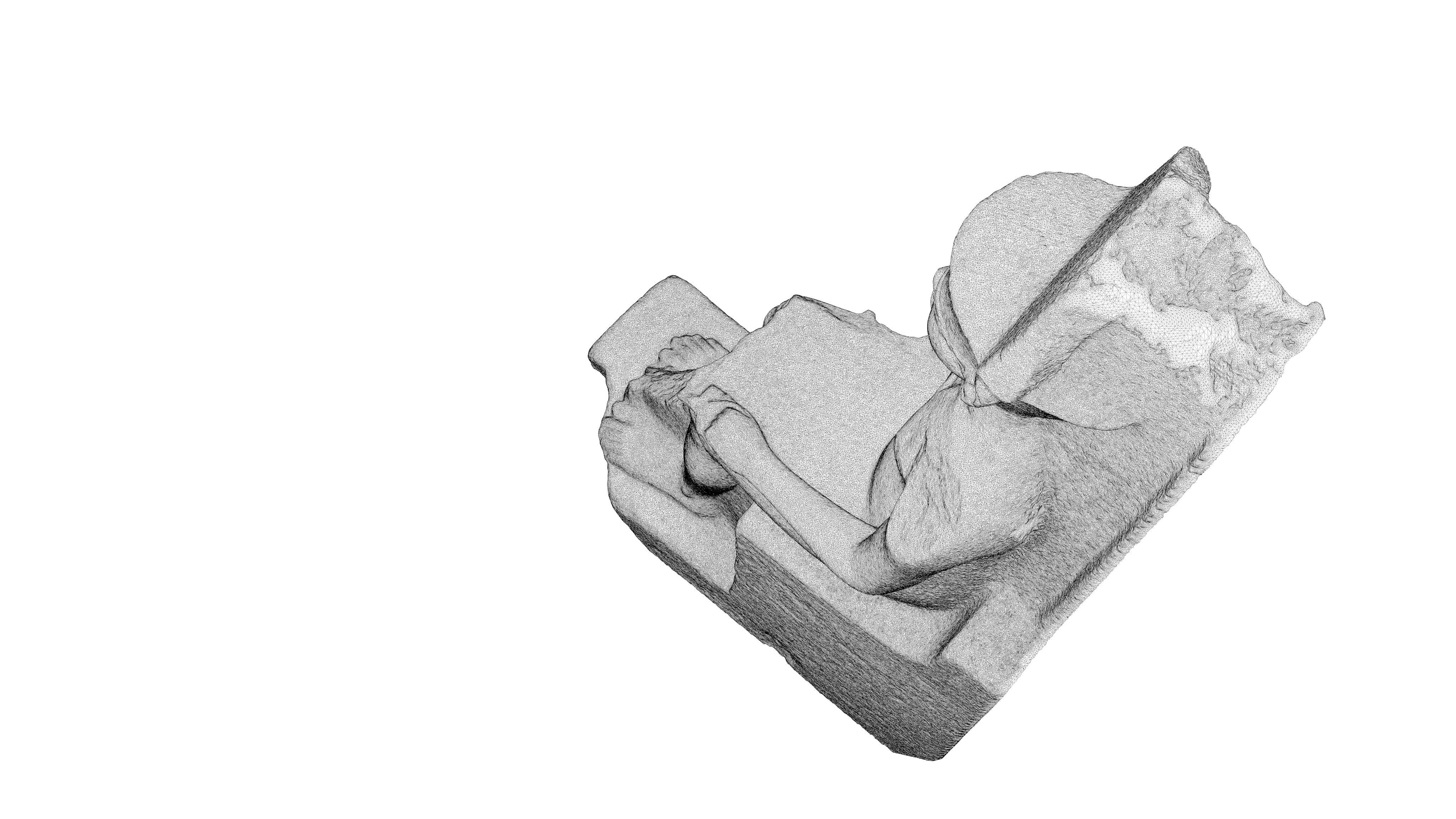 Egyptian - Statue of the god Amun protecting Tutankhamun 3D model_33