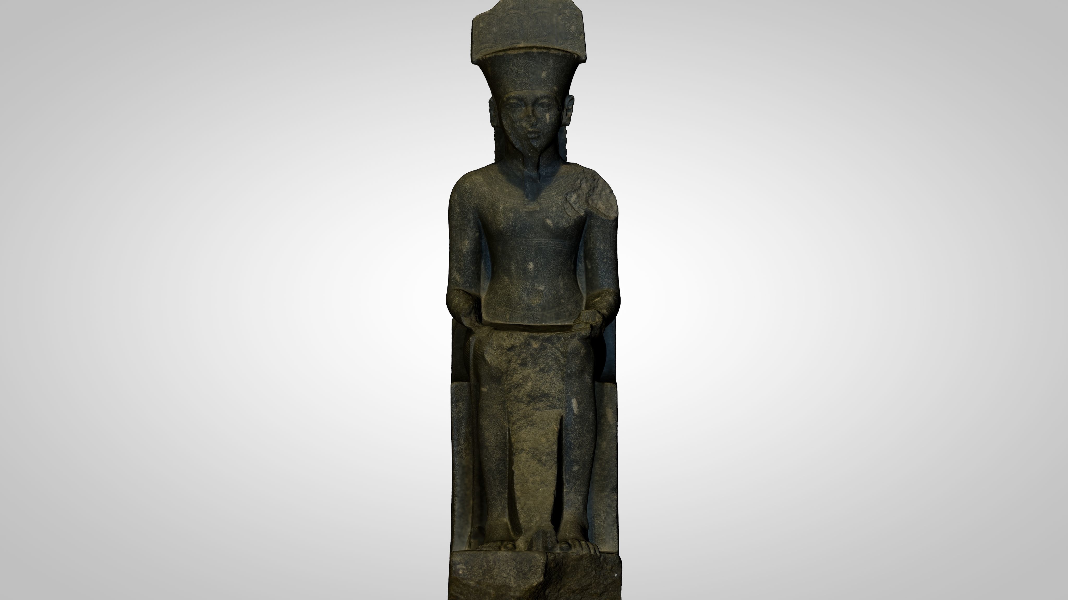 Egyptian - Statue of the god Amun protecting Tutankhamun 3D model_6