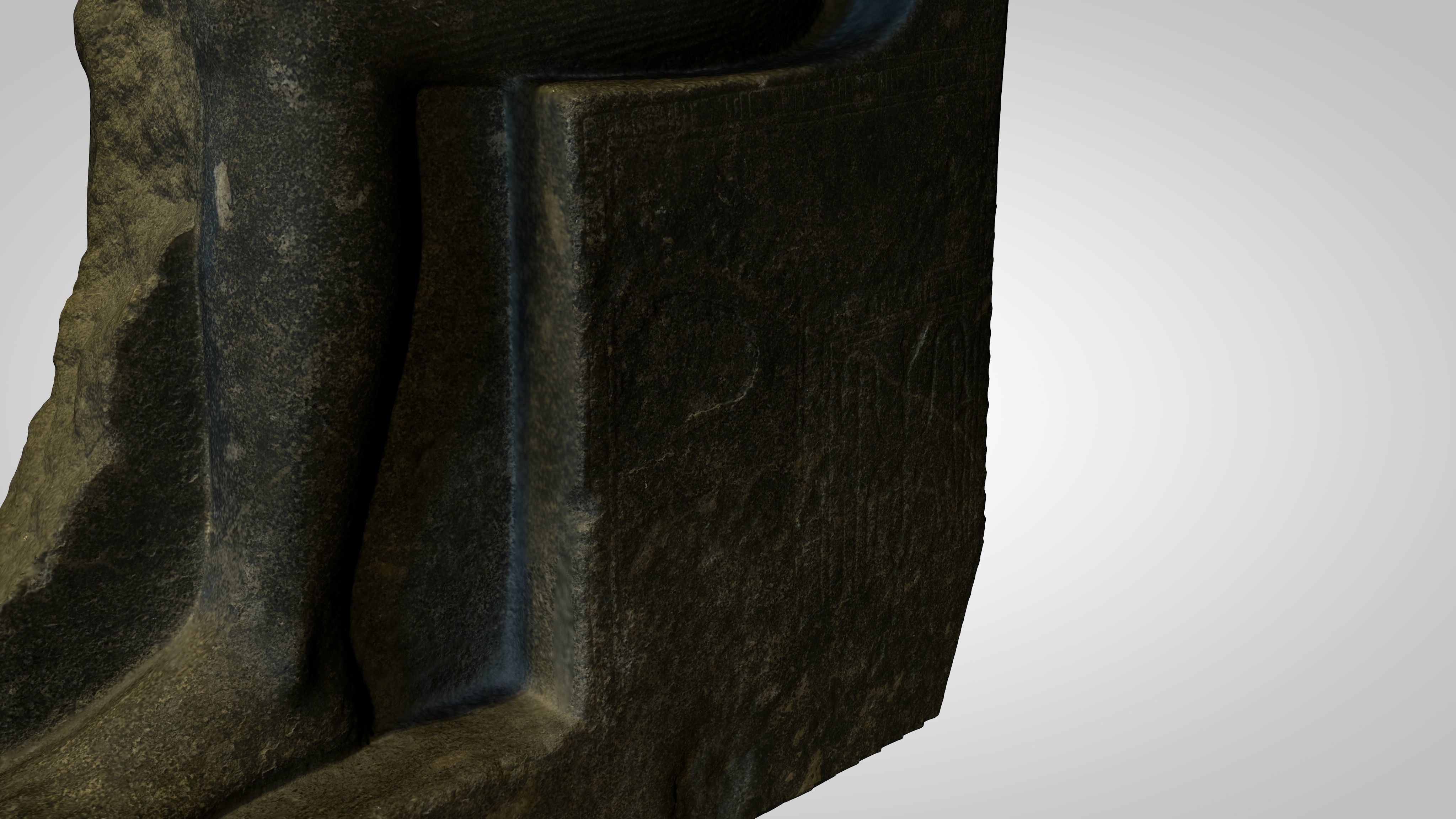 Egyptian - Statue of the god Amun protecting Tutankhamun 3D model_25