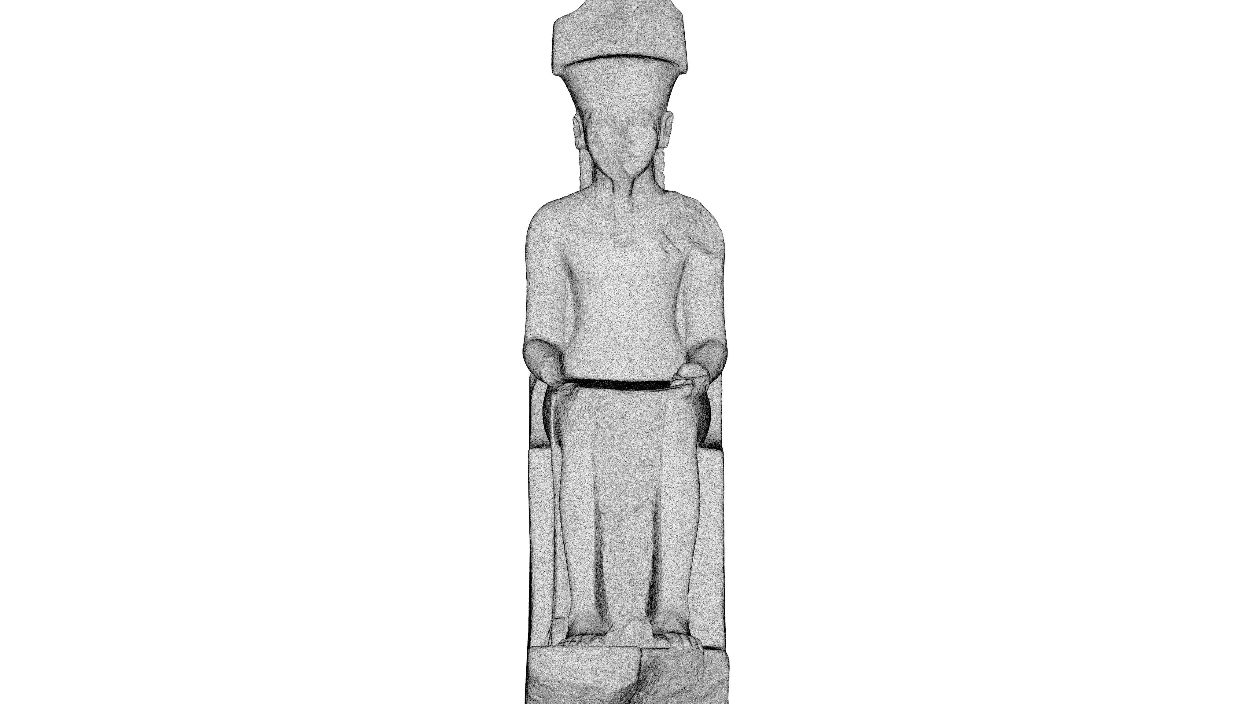 Egyptian - Statue of the god Amun protecting Tutankhamun 3D model_5