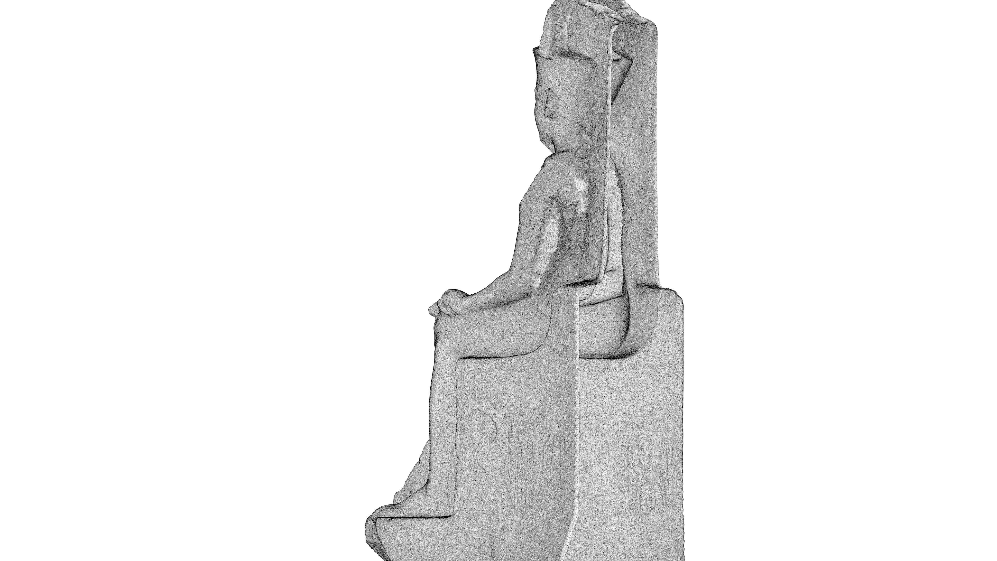 Egyptian - Statue of the god Amun protecting Tutankhamun 3D model_12