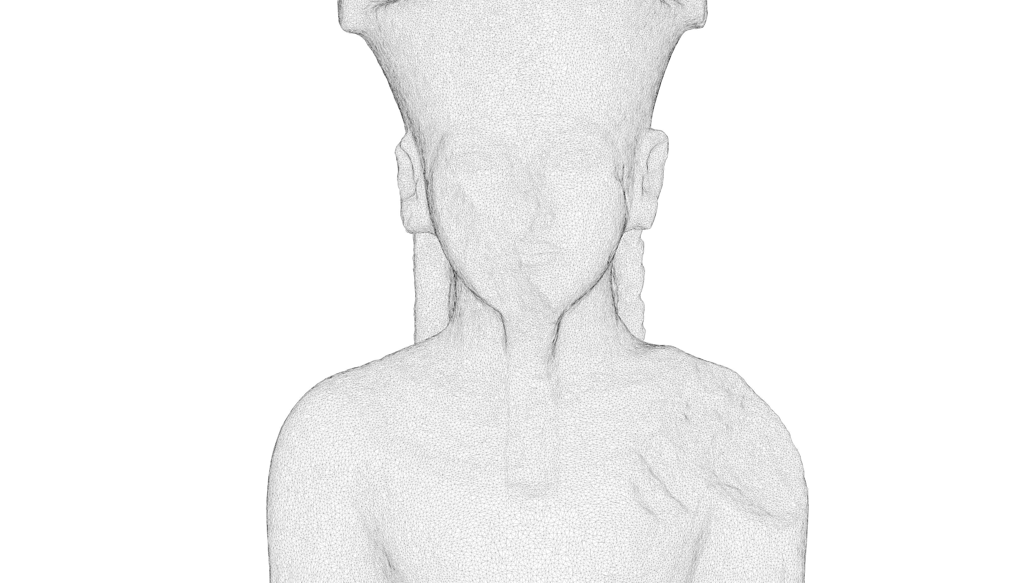 Egyptian - Statue of the god Amun protecting Tutankhamun 3D model_4