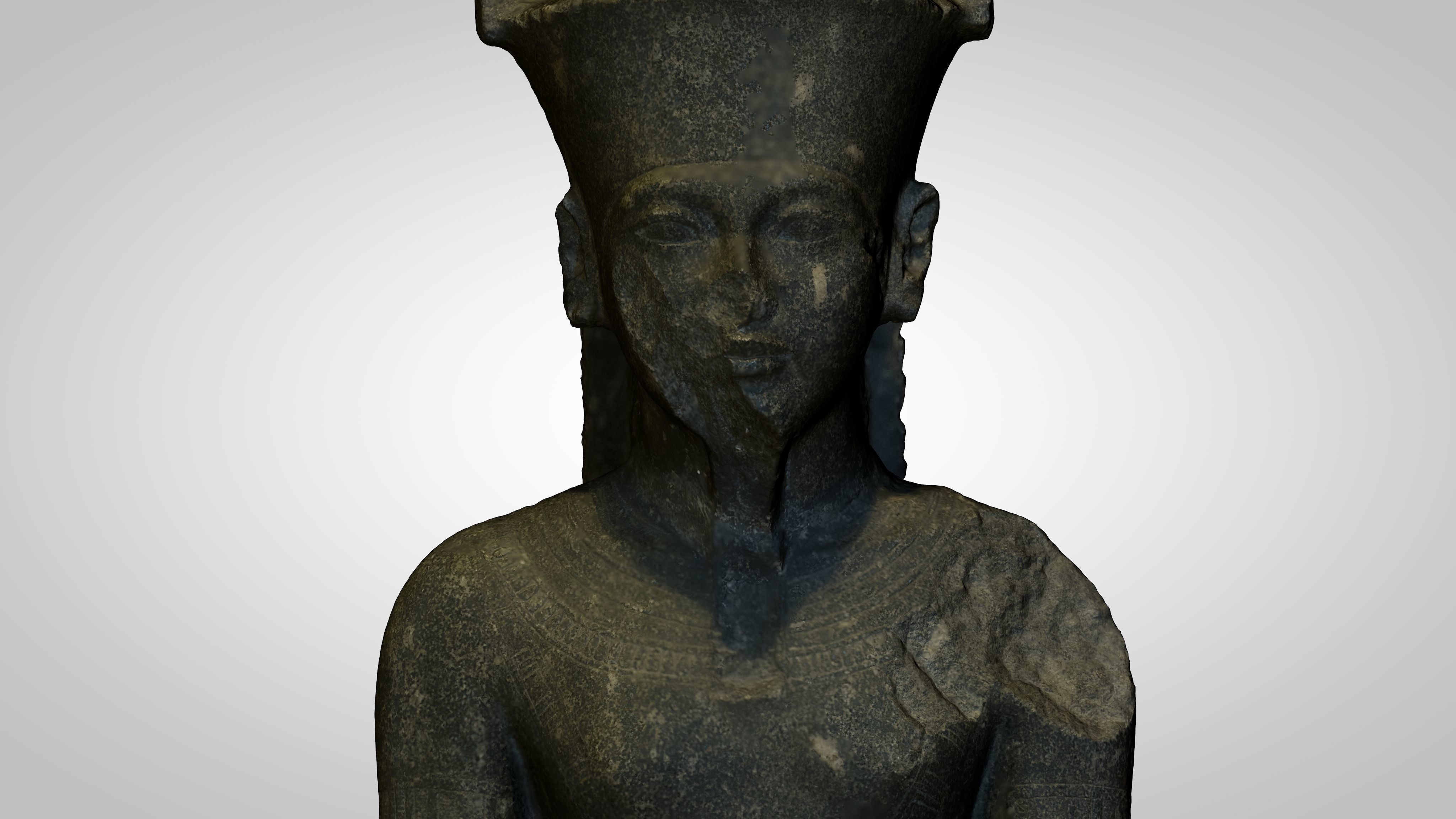 Egyptian - Statue of the god Amun protecting Tutankhamun 3D model_2