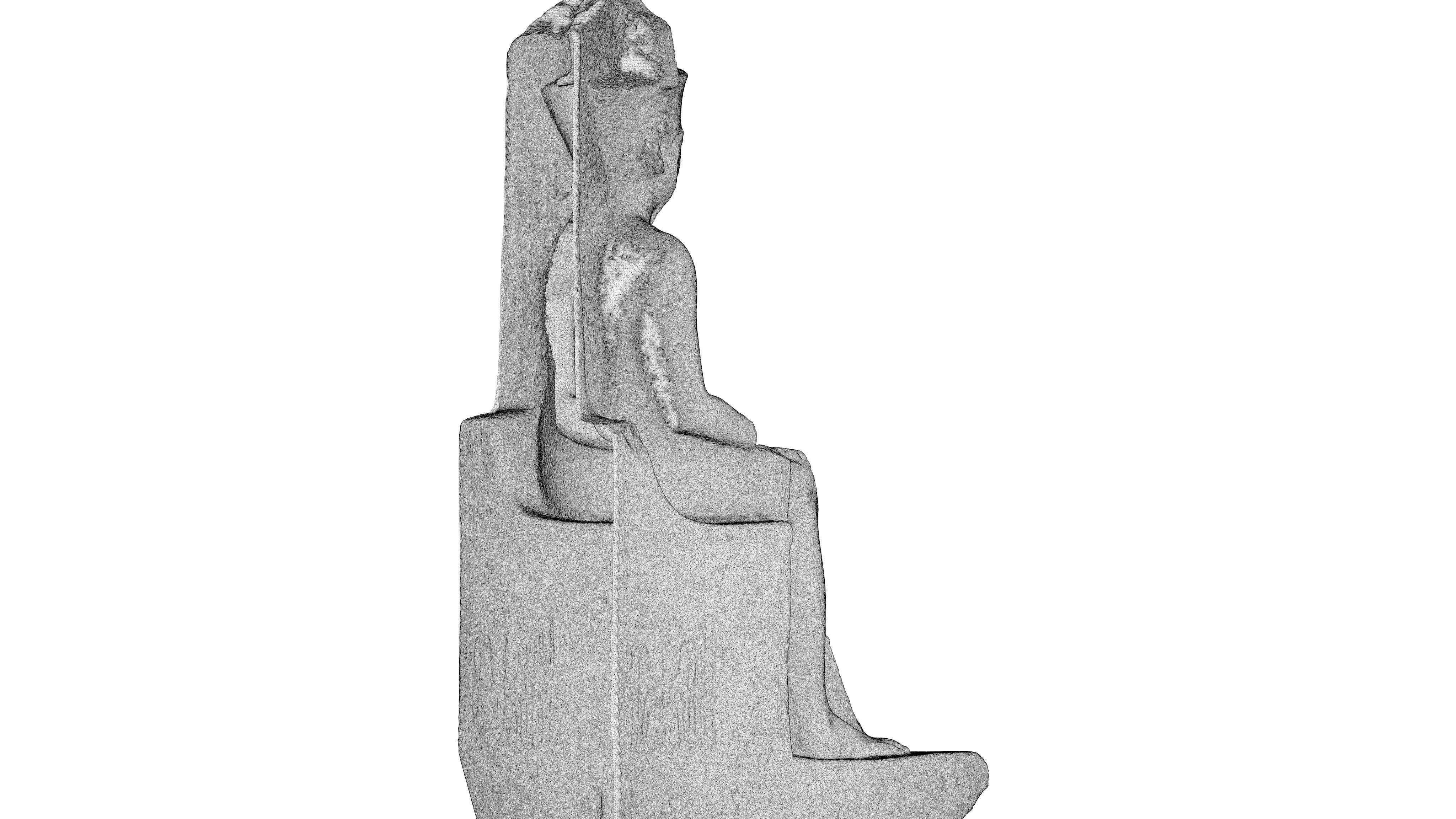 Egyptian - Statue of the god Amun protecting Tutankhamun 3D model_10