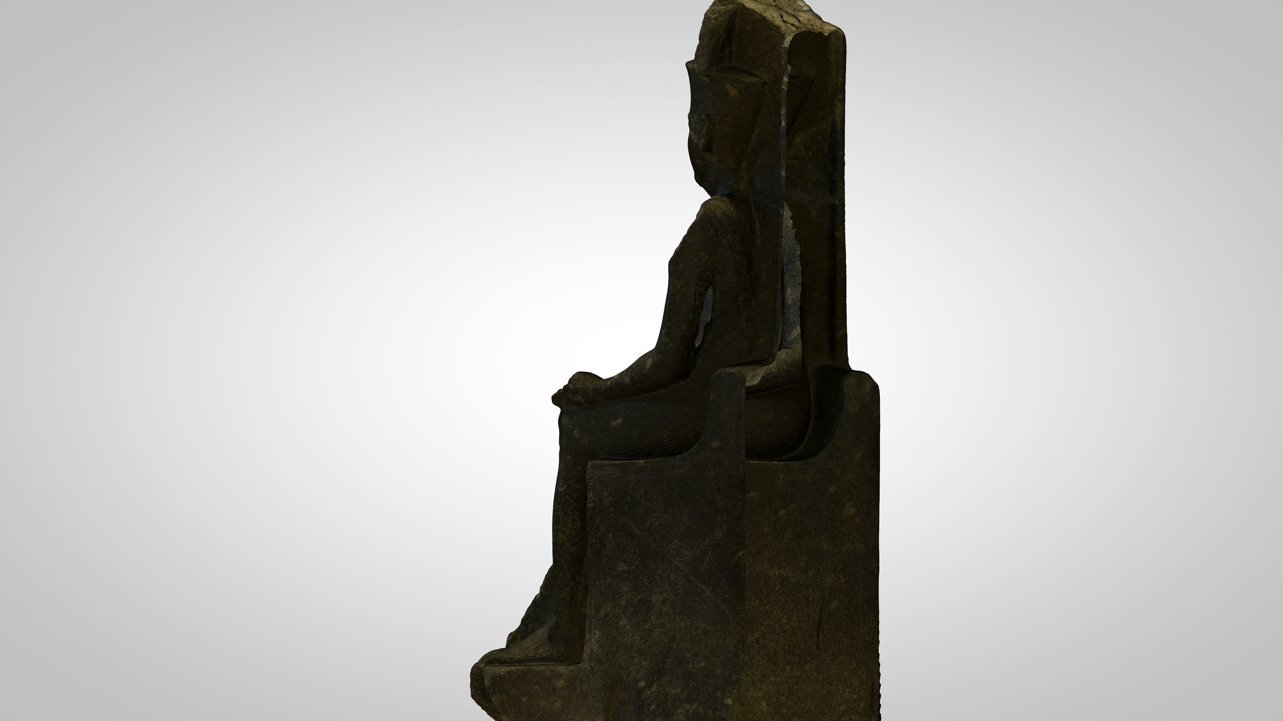 Egyptian - Statue of the god Amun protecting Tutankhamun 3D model_11