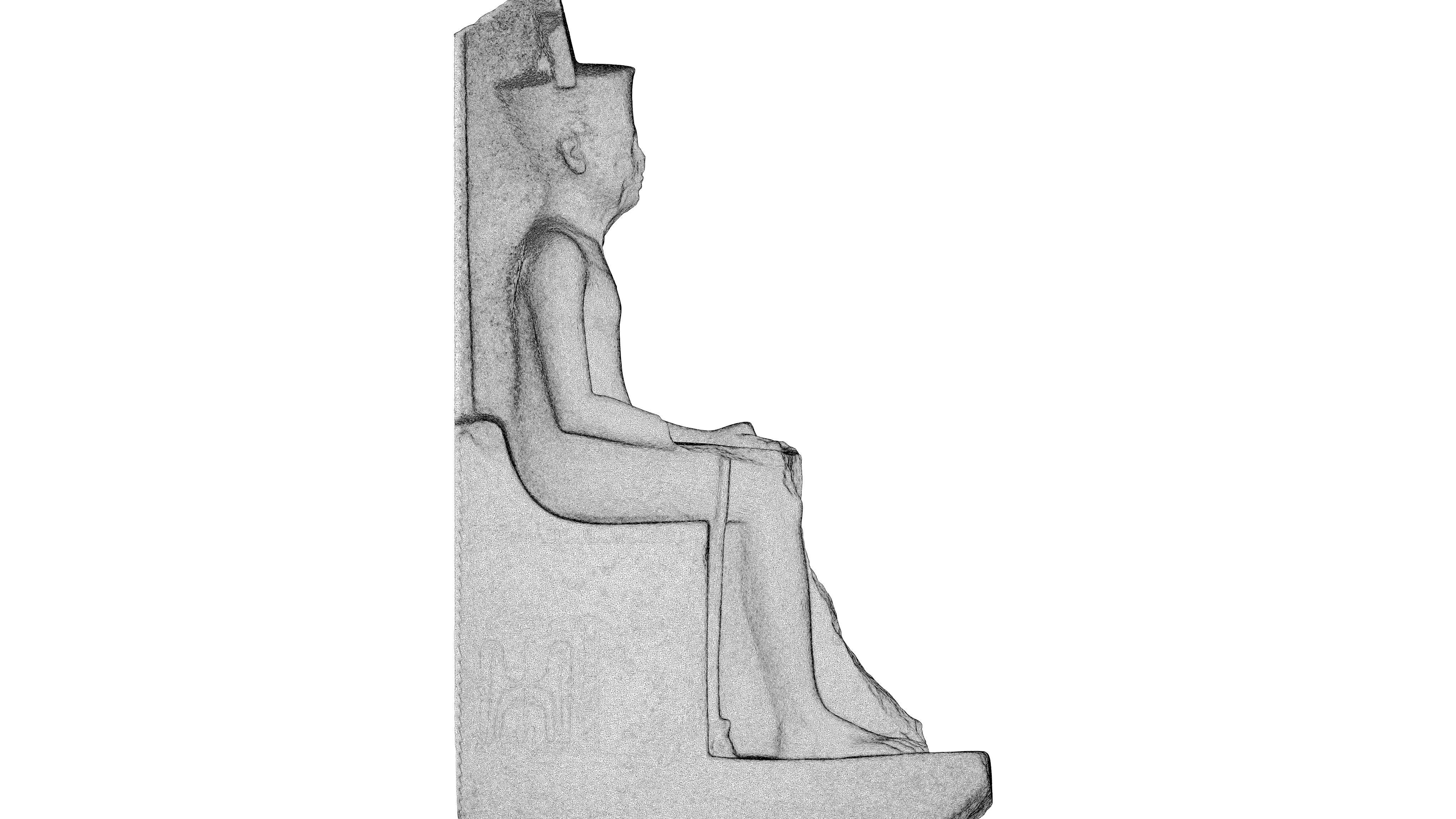 Egyptian - Statue of the god Amun protecting Tutankhamun 3D model_7