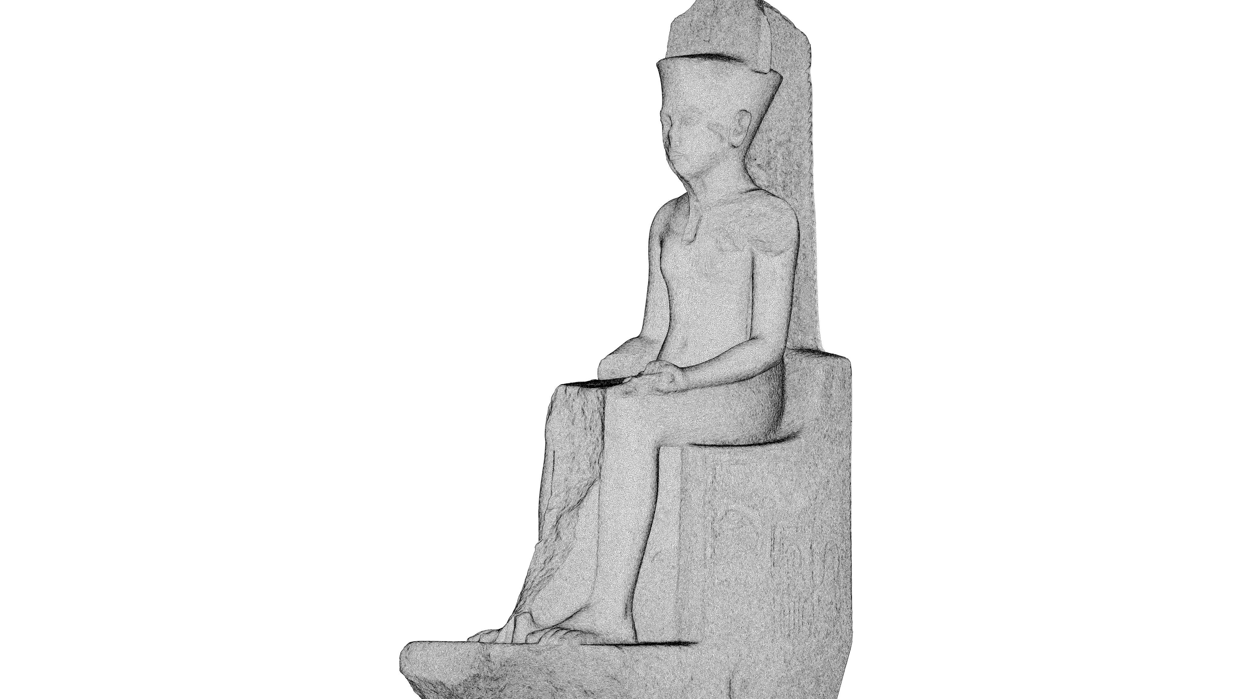 Egyptian - Statue of the god Amun protecting Tutankhamun 3D model_16