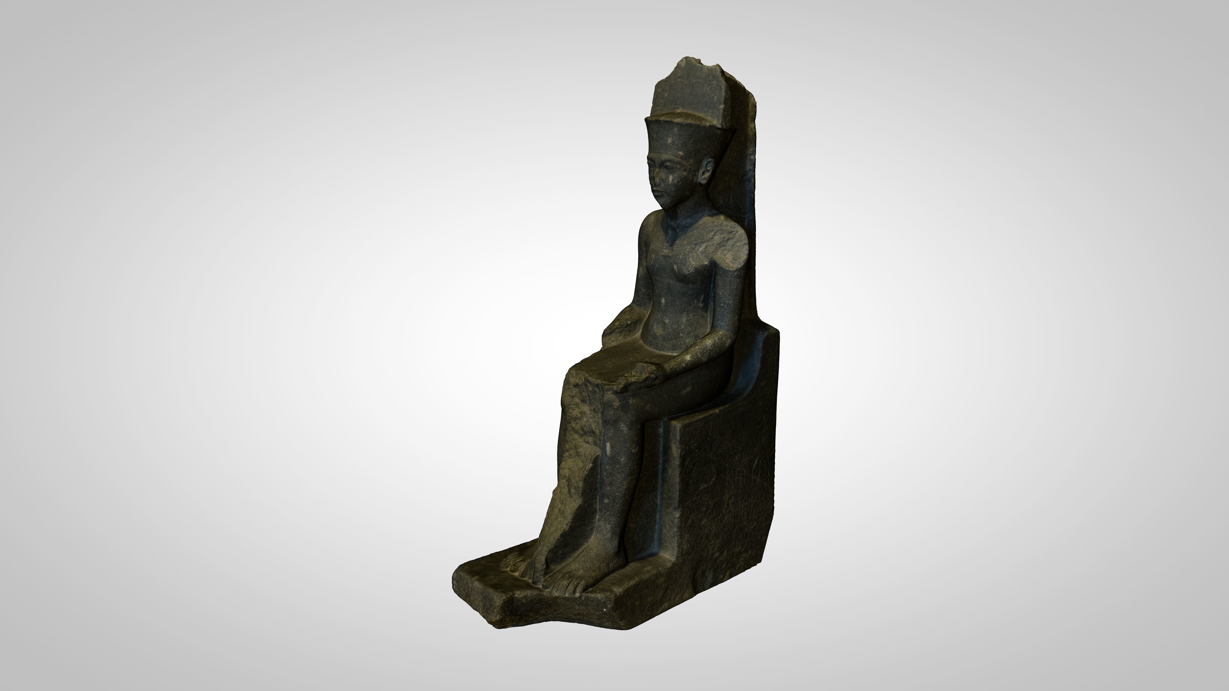 Egyptian - Statue of the god Amun protecting Tutankhamun 3D model_24