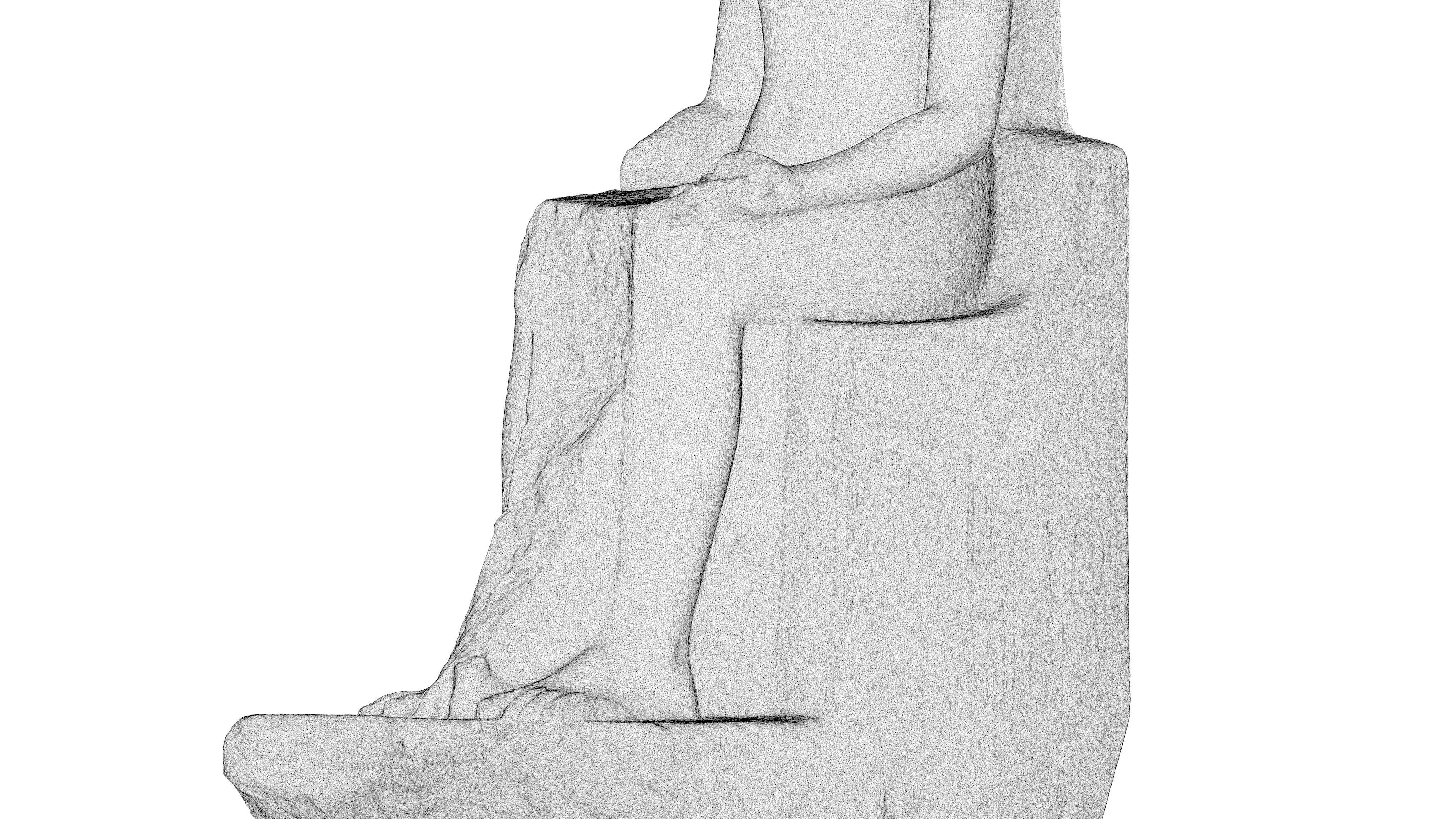 Egyptian - Statue of the god Amun protecting Tutankhamun 3D model_22