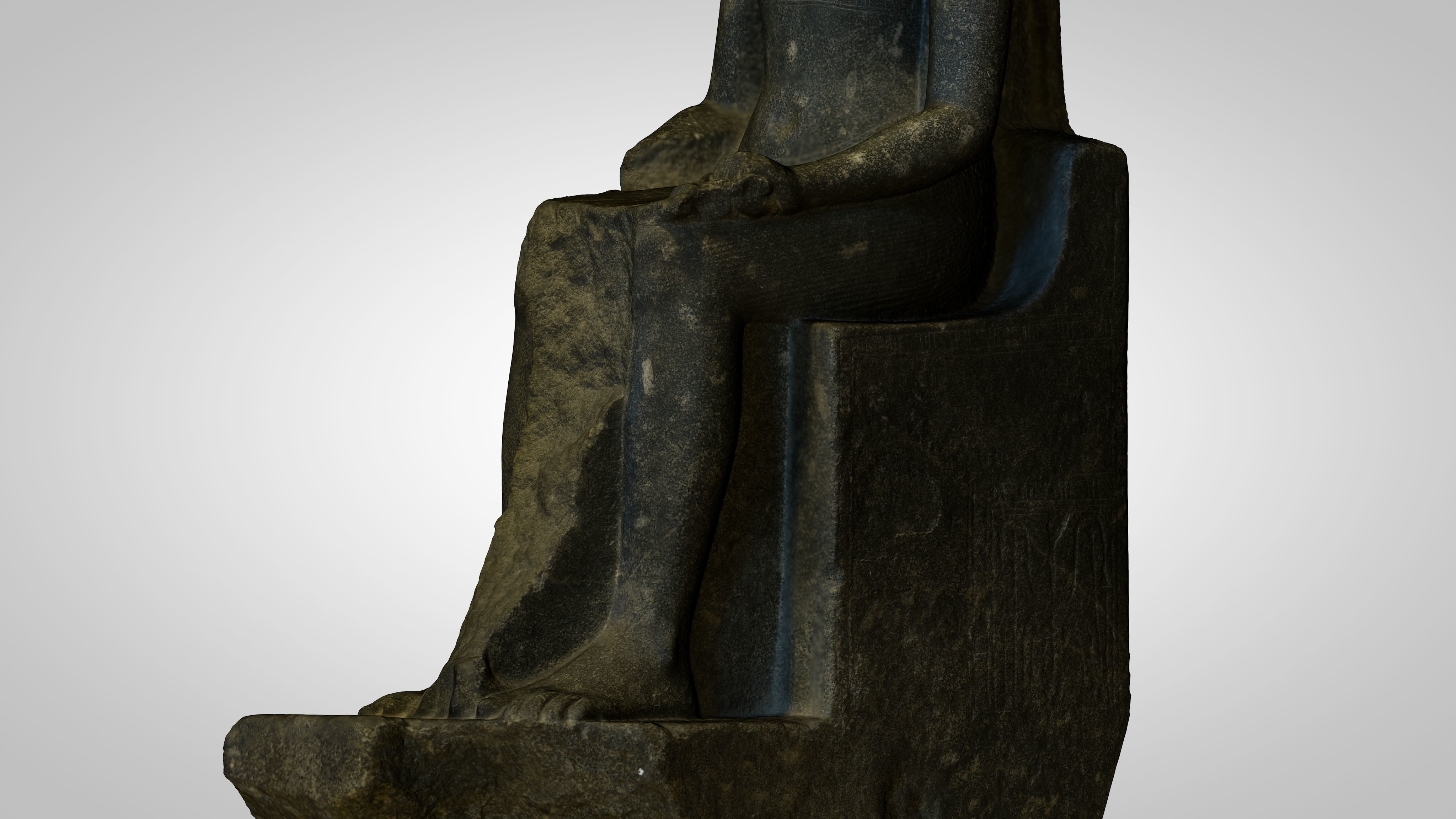 Egyptian - Statue of the god Amun protecting Tutankhamun 3D model_21