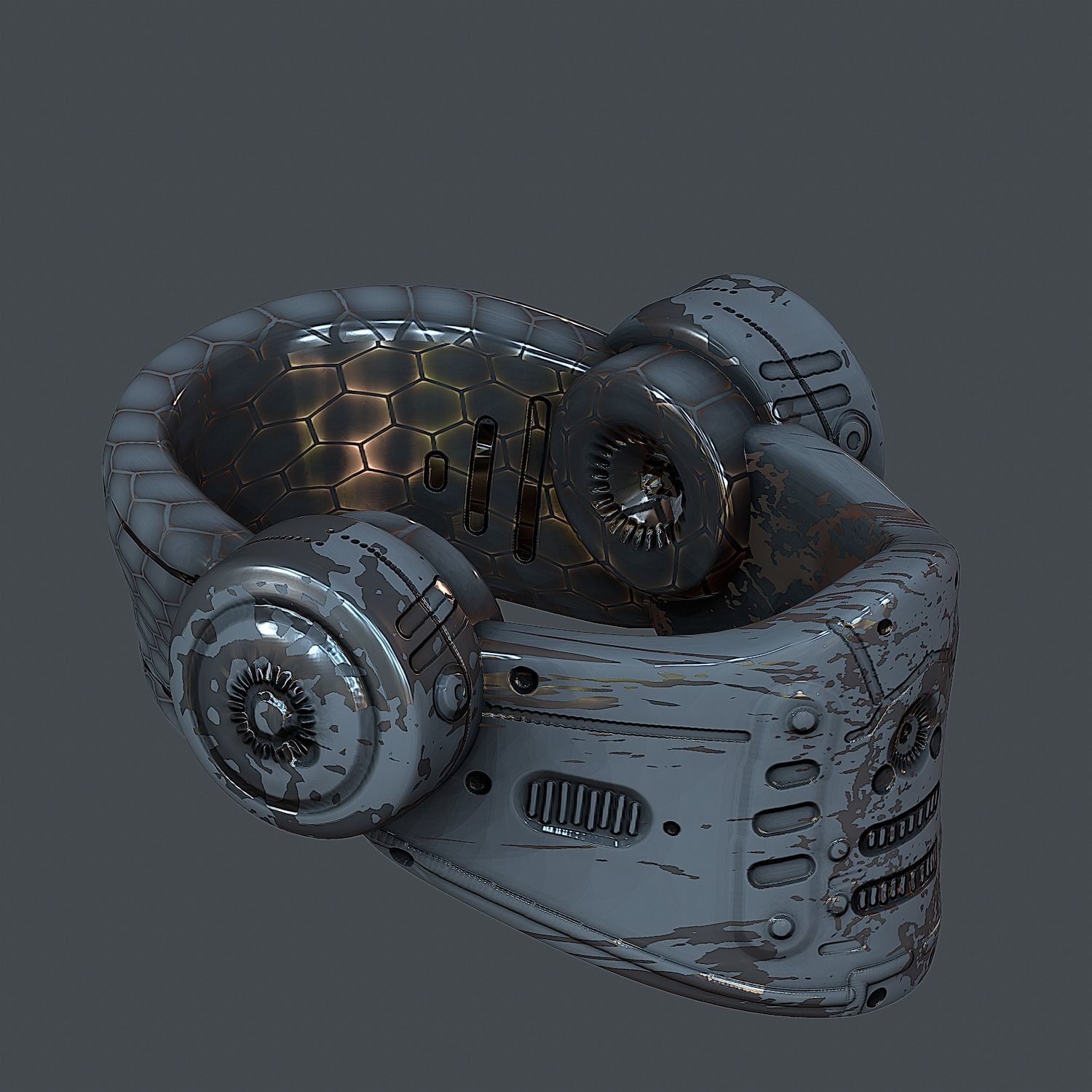 Gas mask helmet 3d model scifi Low-poly Low-poly 3D model_2