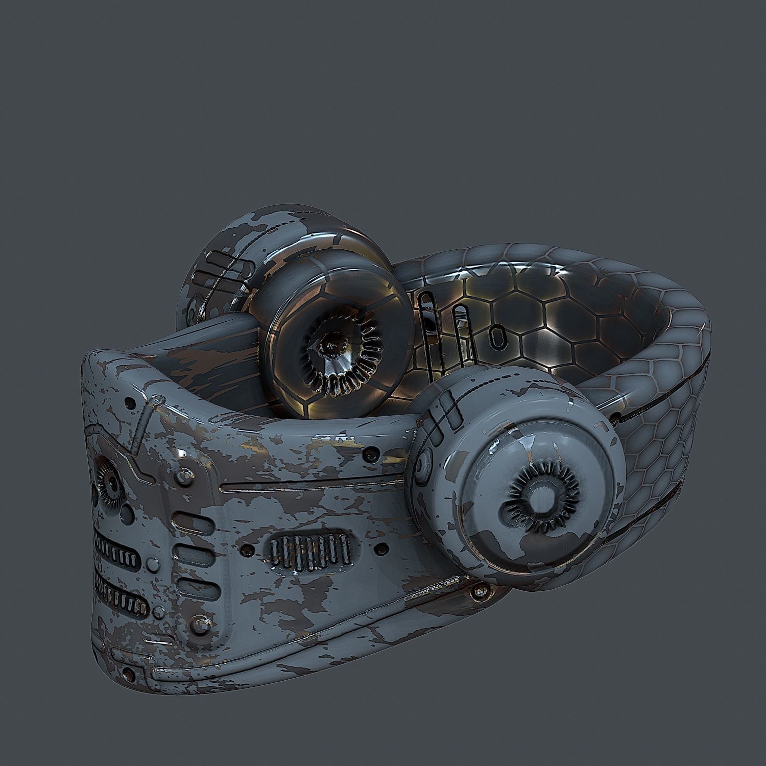 Gas mask helmet 3d model scifi Low-poly Low-poly 3D model_4