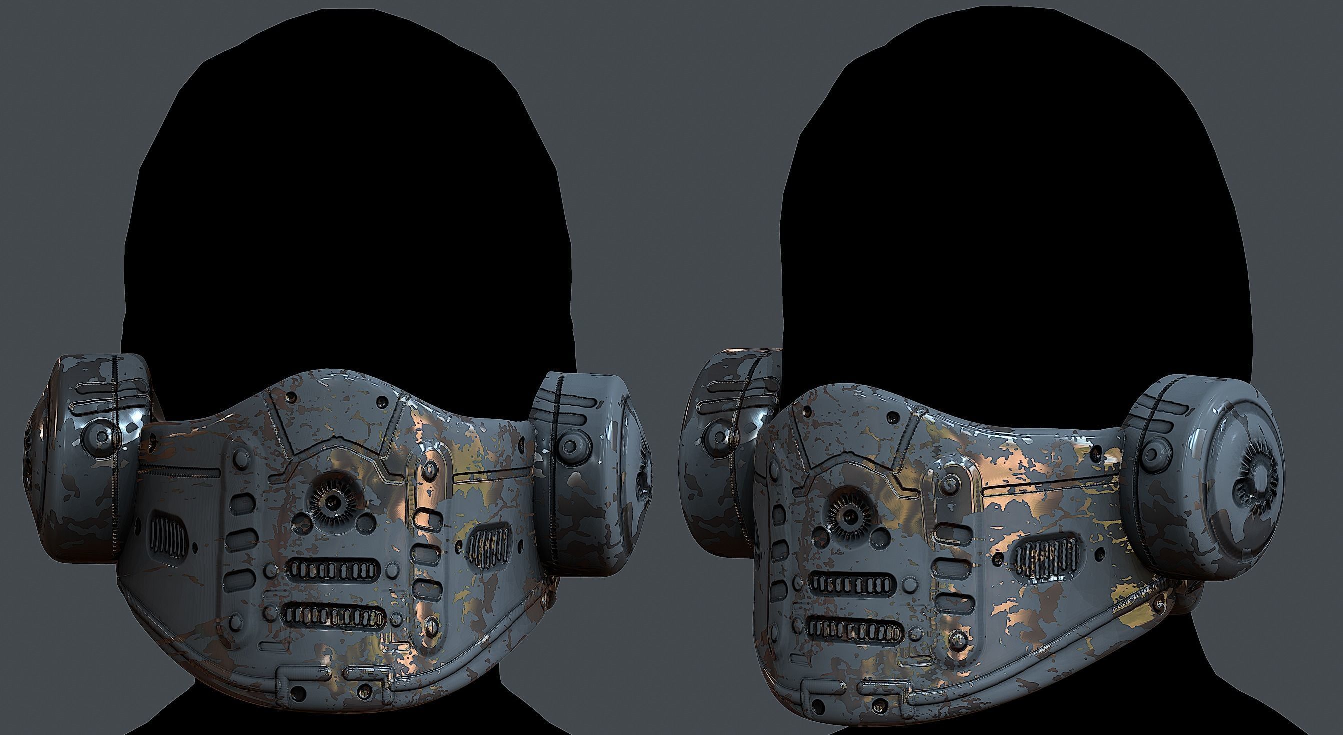 Gas mask helmet 3d model scifi Low-poly Low-poly 3D model_1