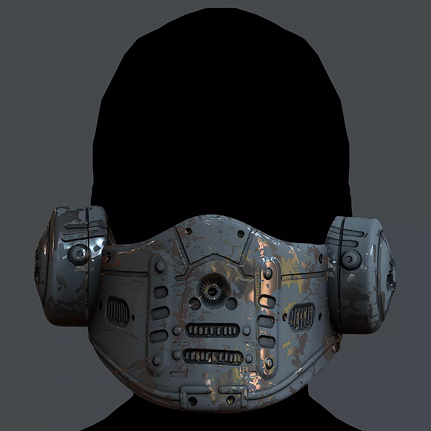 Gas mask helmet 3d model scifi Low-poly Low-poly 3D model_0