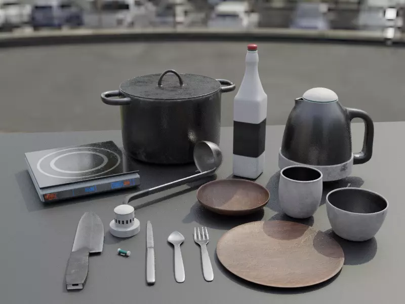 Light Grunge Kitchenware 3D model