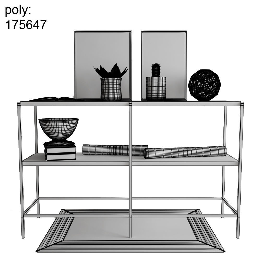 Pottery Barn Leona Console Table 3D model_2