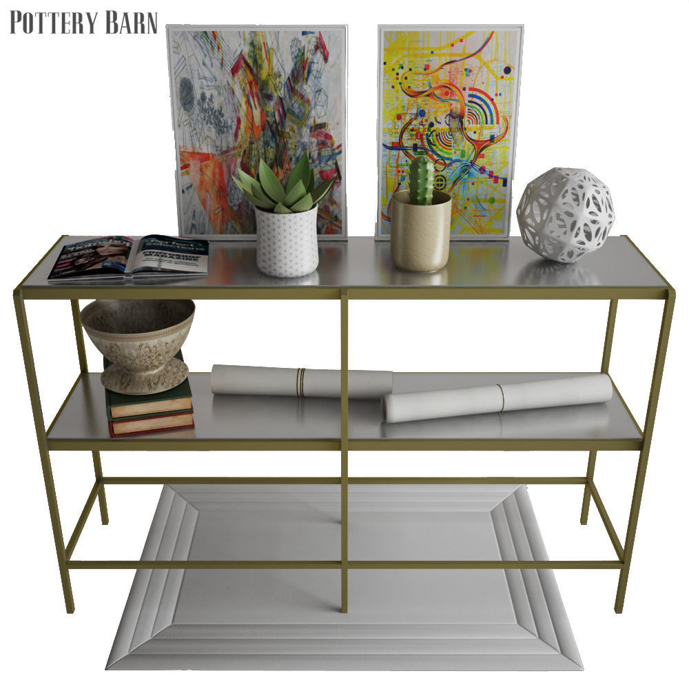 Pottery Barn Leona Console Table 3D model_1