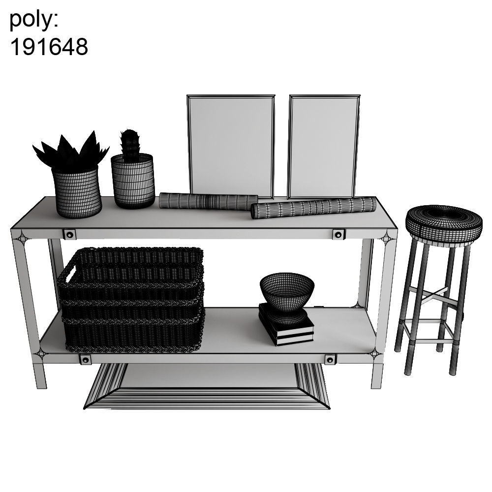 Pottery Barn Clint Reclaimed Wood Console Table 3D model_2